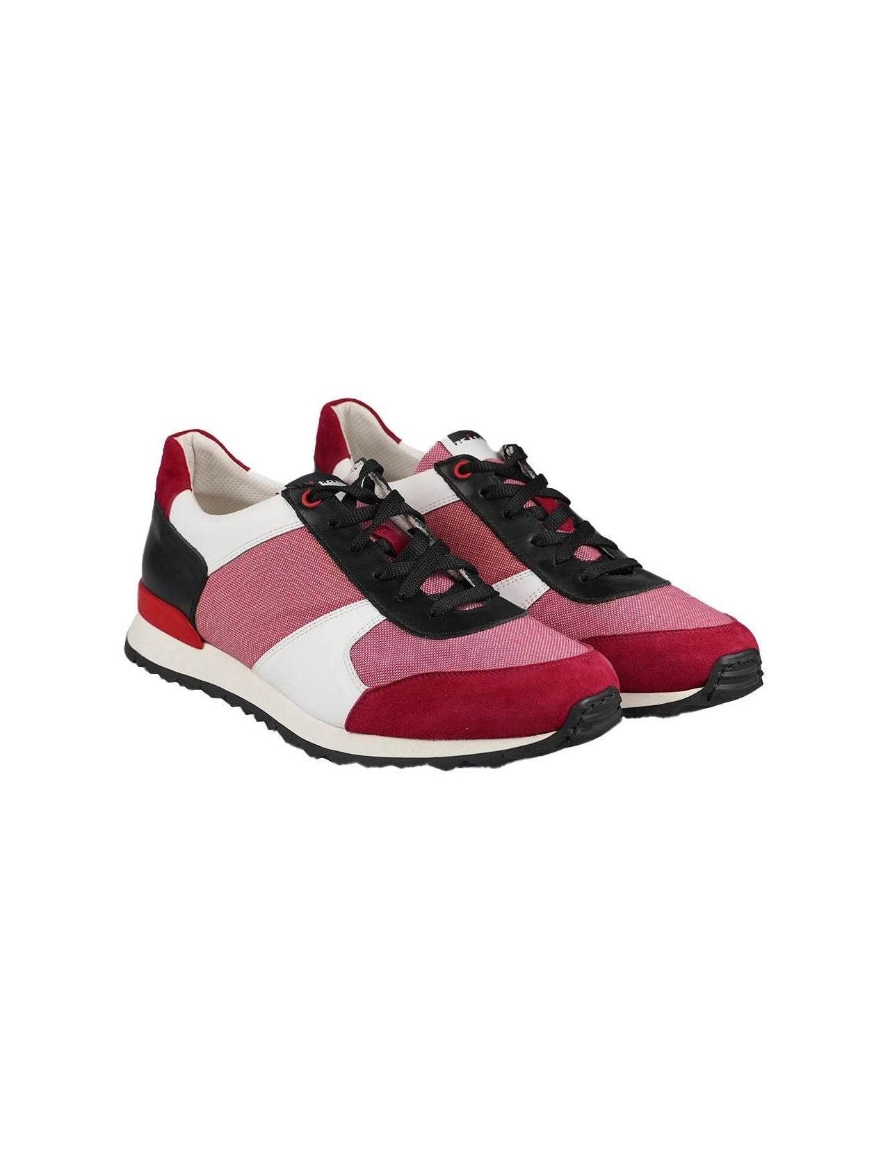 Kiton White Red Leather Cotton Sneakers