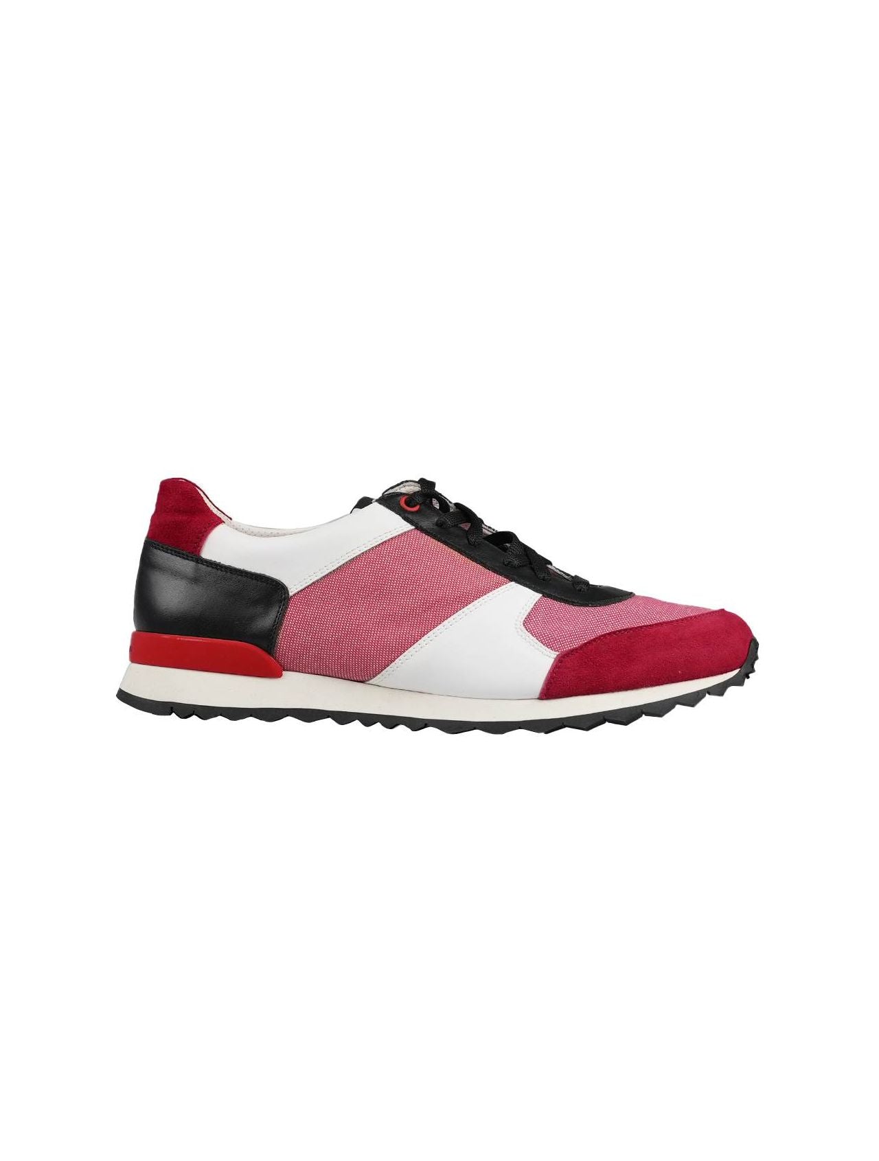 Kiton White Red Leather Cotton Sneakers