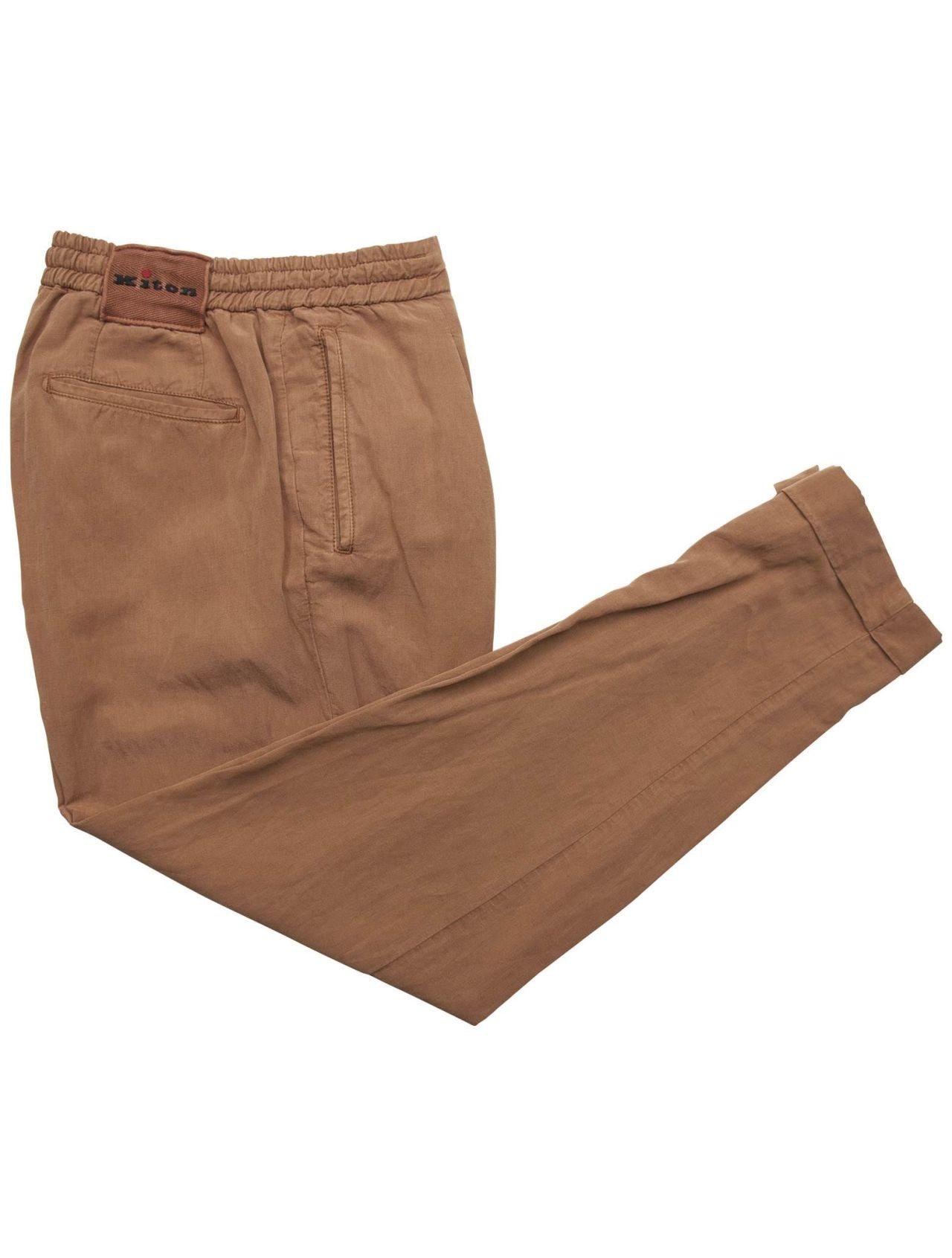 Kiton Brown Lyocell Linen Cotton Pants