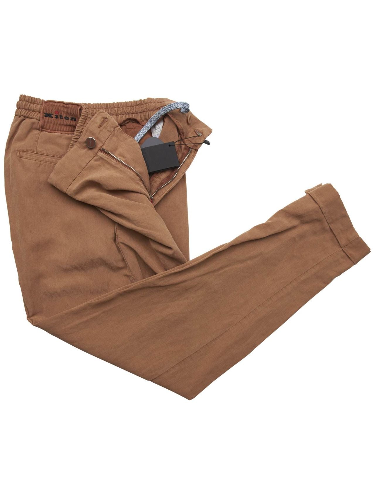Kiton Brown Lyocell Linen Cotton Pants