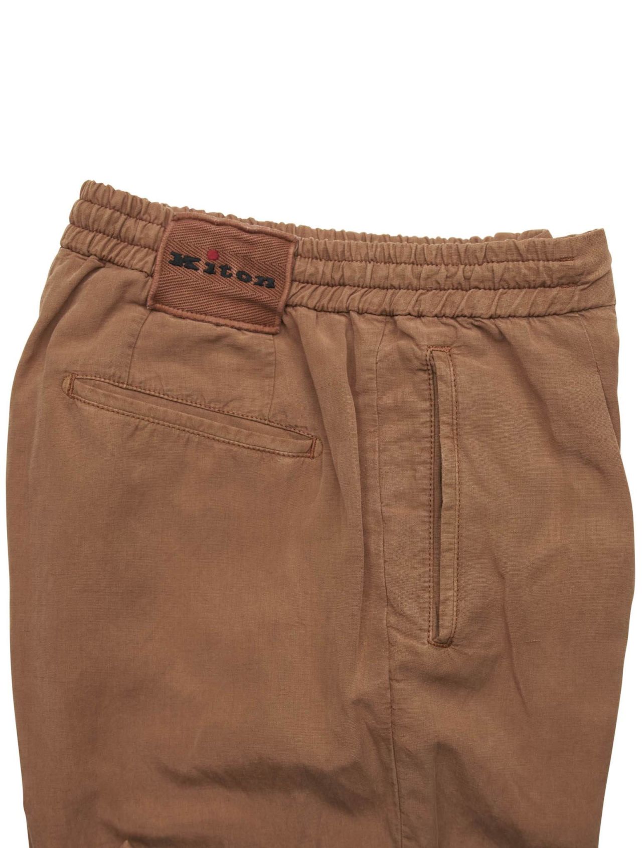 Kiton Brown Lyocell Linen Cotton Pants