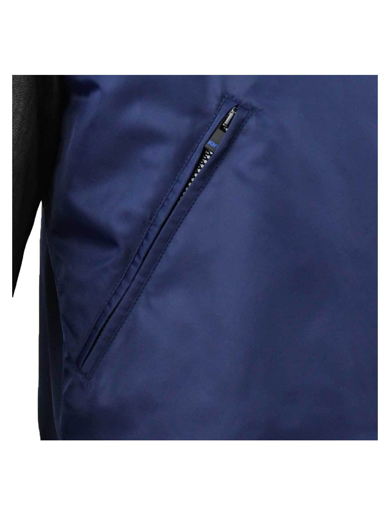 KNT Kiton Blue Black Leather Pa Coat
