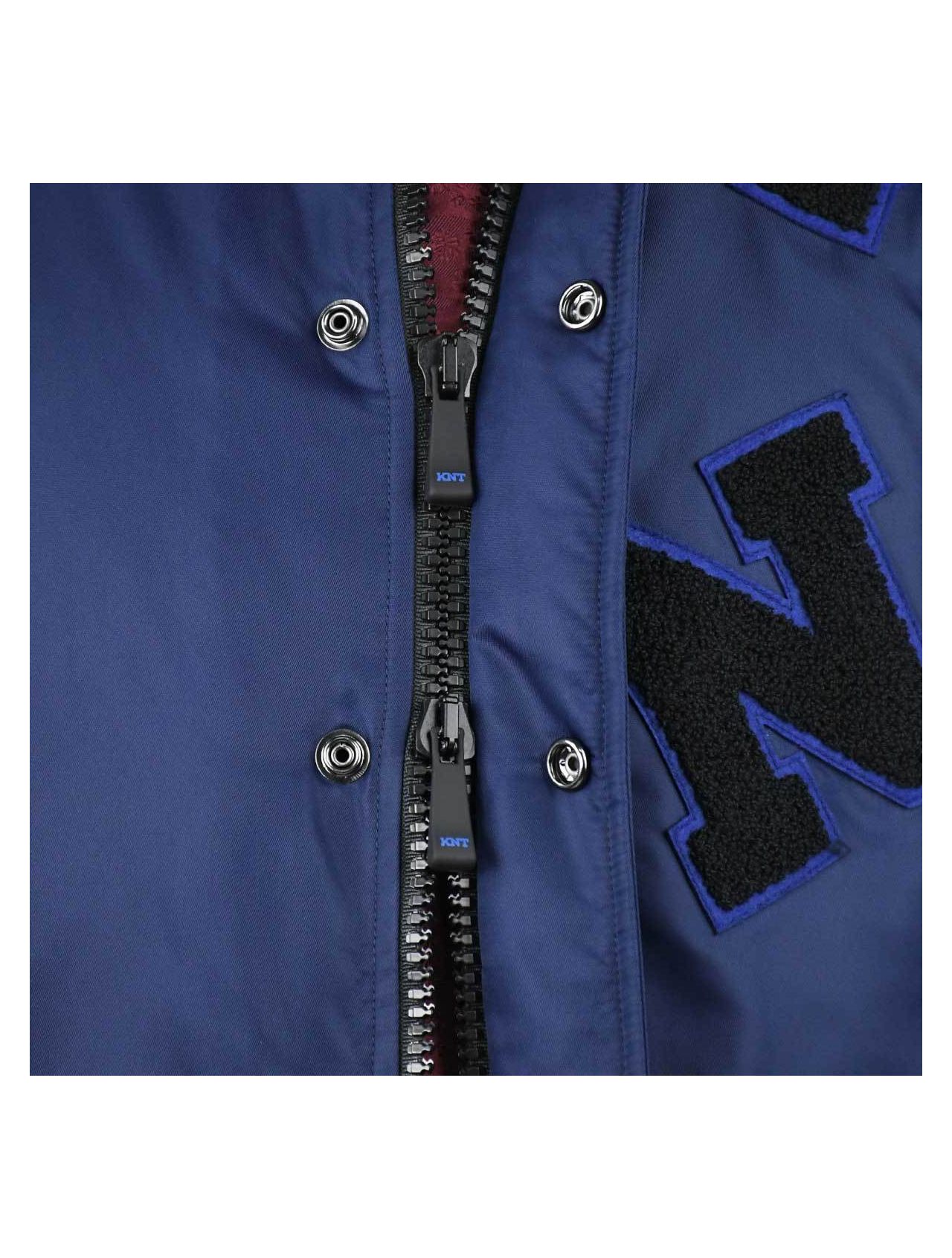 KNT Kiton Blue Black Leather Pa Coat