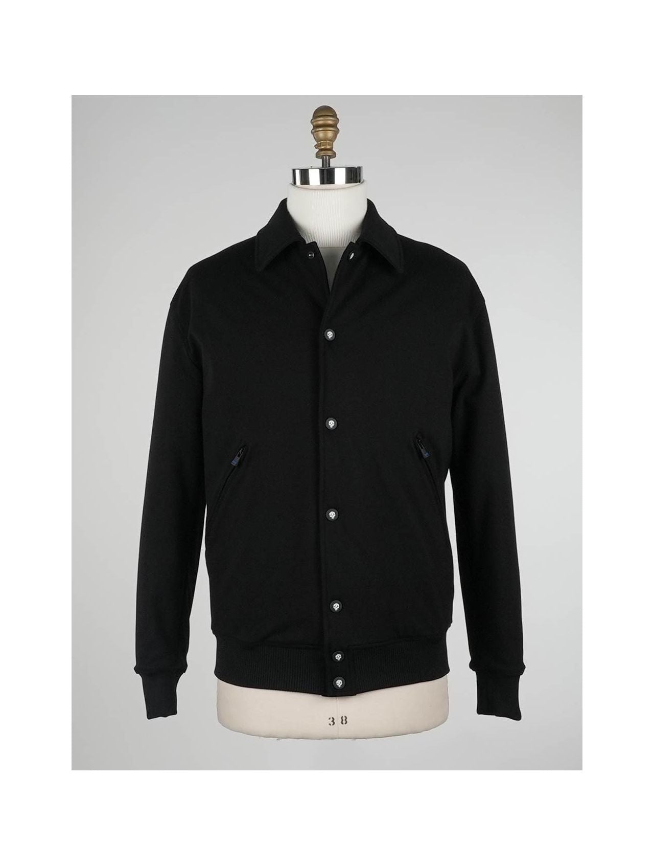 KNT Kiton Black Viscose Pa Ea Coat Special Edition