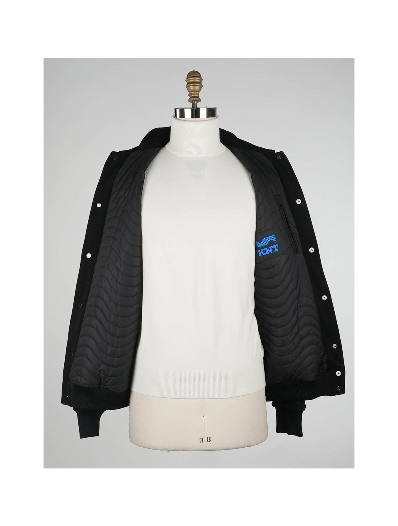 KNT Kiton Black Viscose Pa Ea Coat Special Edition