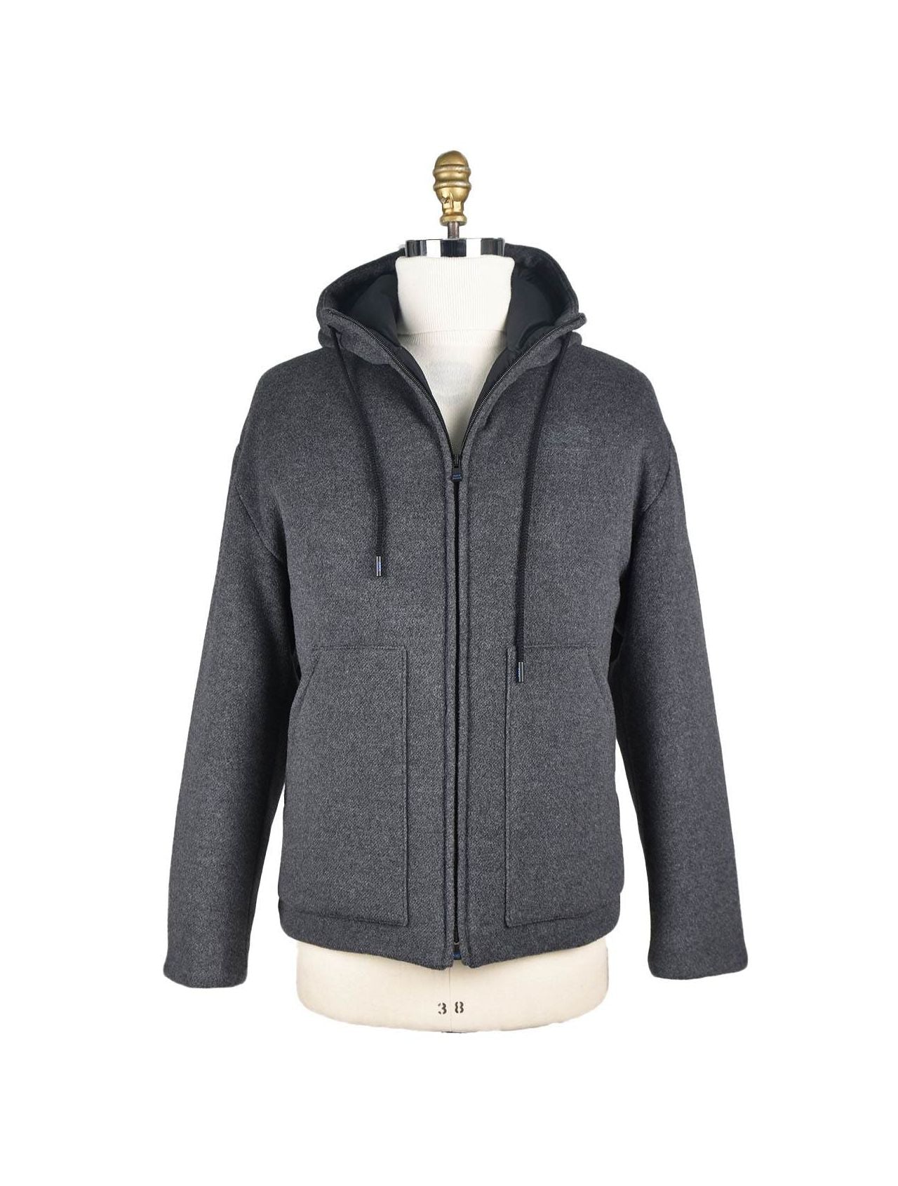 KNT Kiton Gray Virgin Wool Pa Cashmere Coat