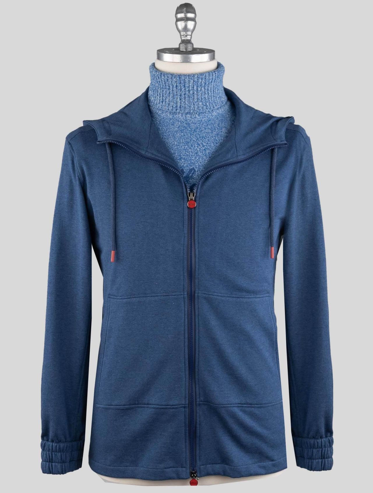 Kiton Blue Cotton Cashmere Sweatshirt Umbi