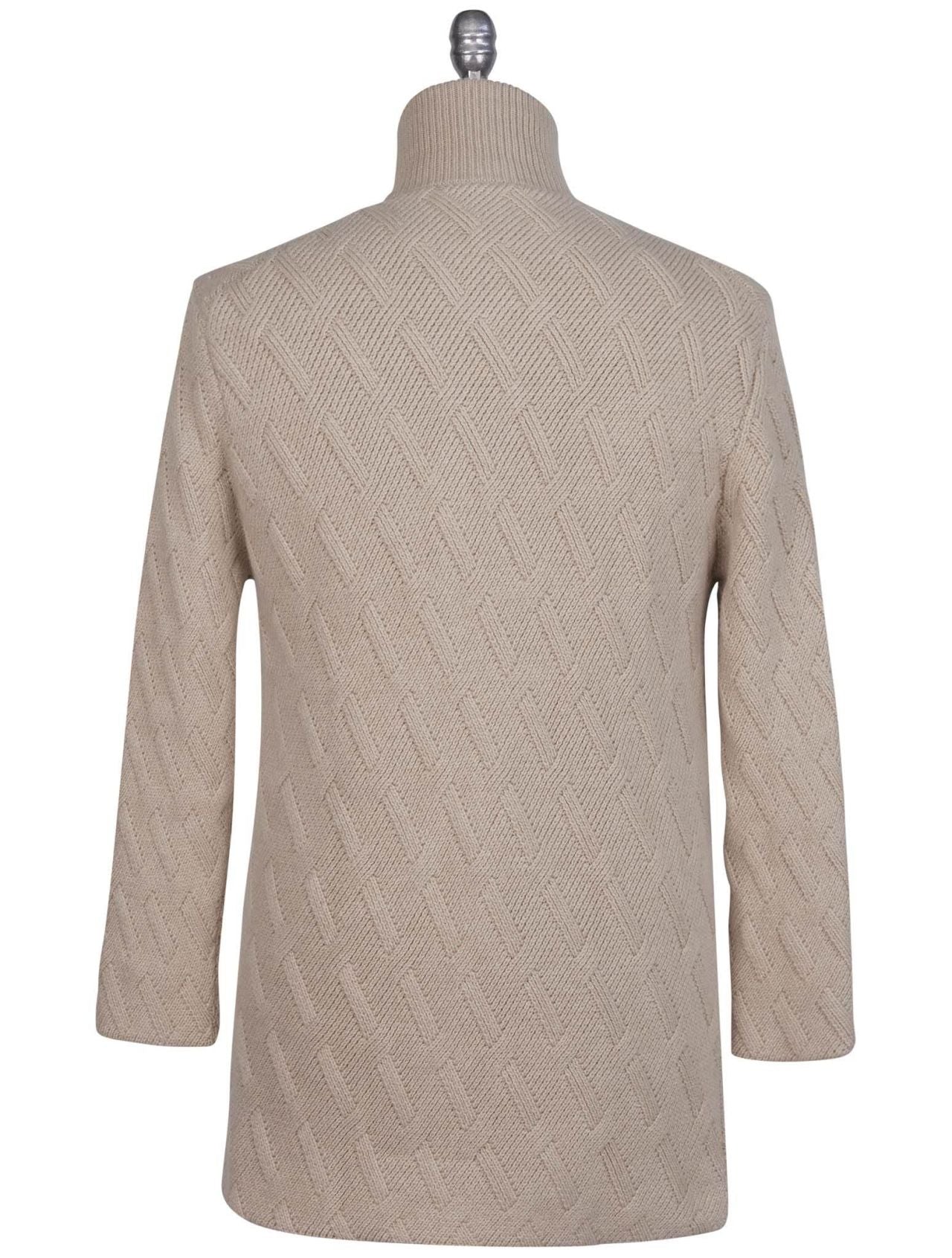 Kiton Beige Cashmere Weasel Fur Coat Cardigan