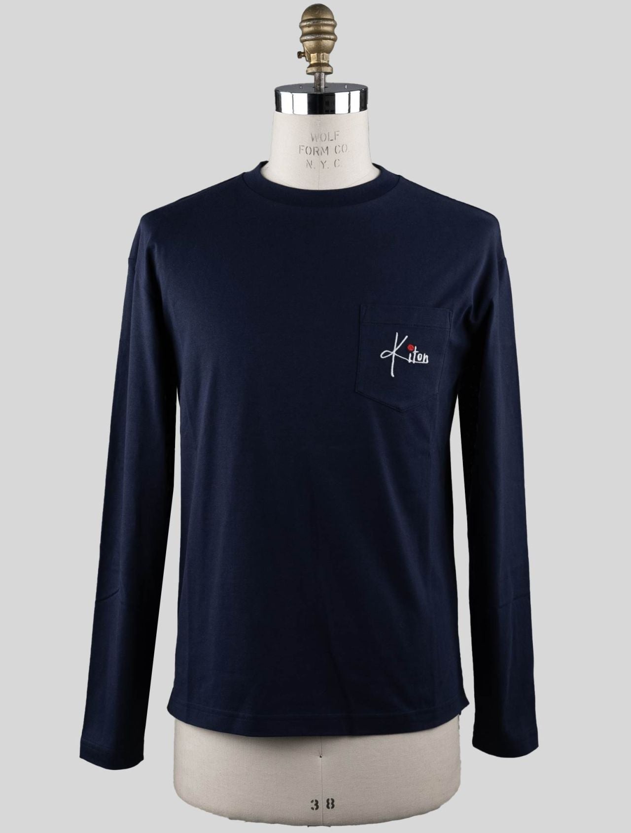 Kiton Blue Cotton Long Sleeve T-Shirt