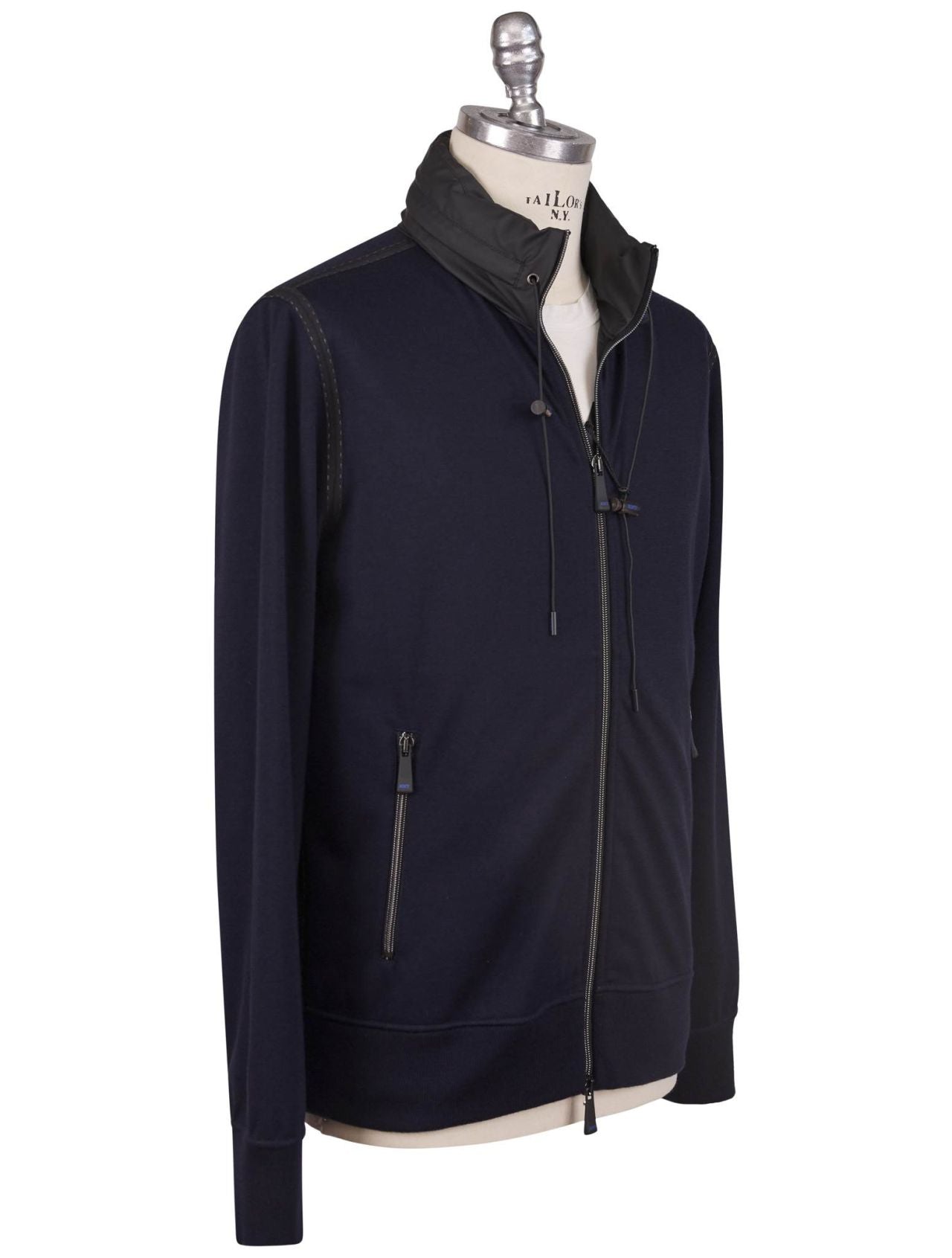 KNT Kiton Kiton Knt Blue Virgin Wool Cotton Coat