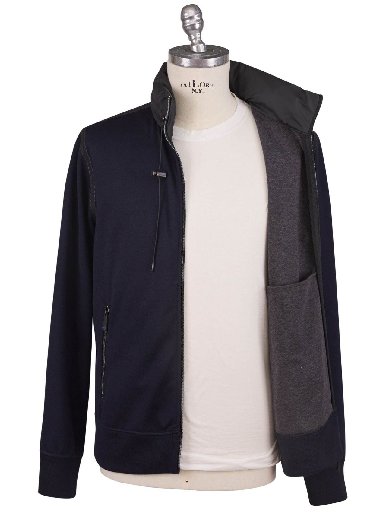 KNT Kiton Kiton Knt Blue Virgin Wool Cotton Coat