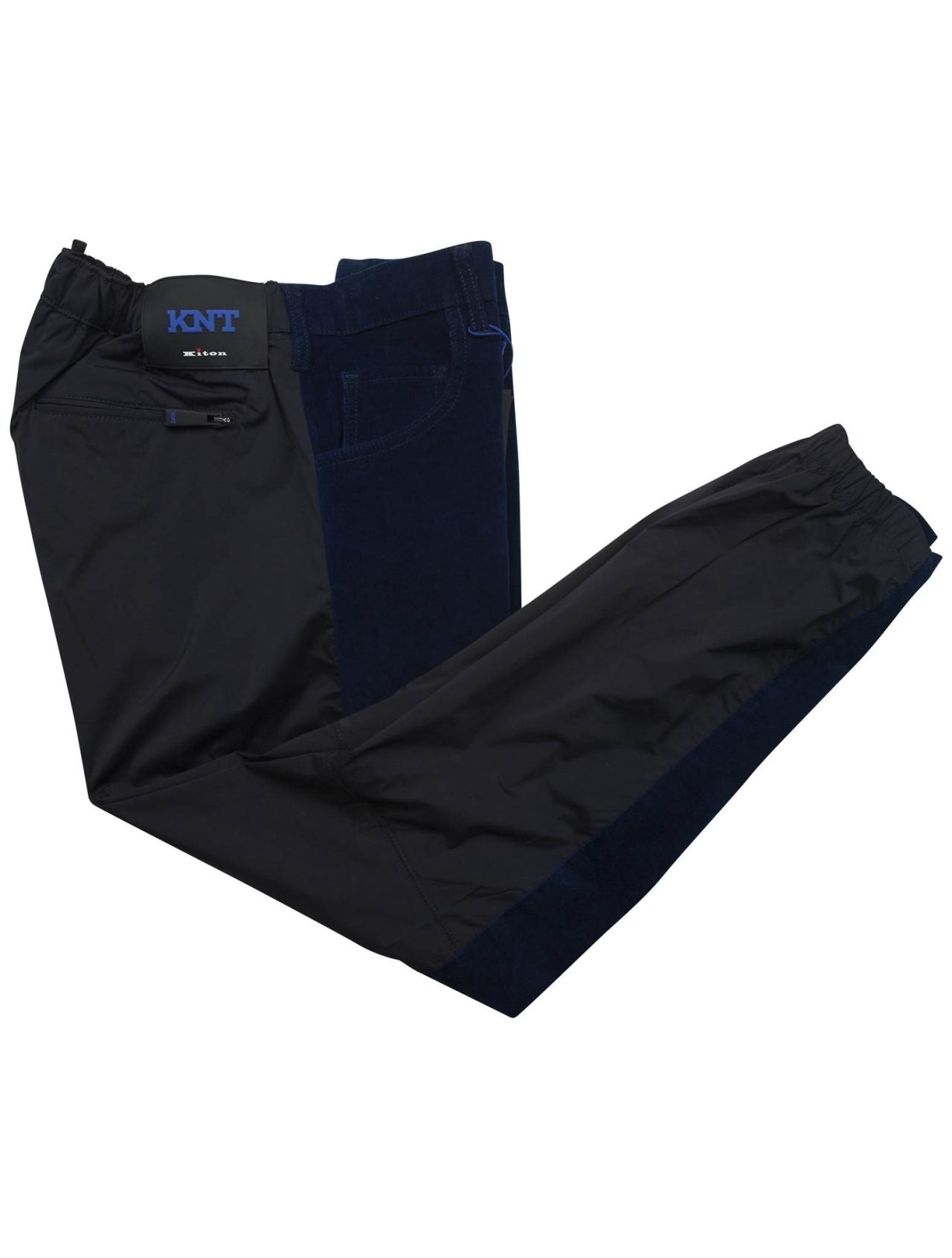 KNT Kiton Blue Black Pl Cotton Ea Velvet Pants