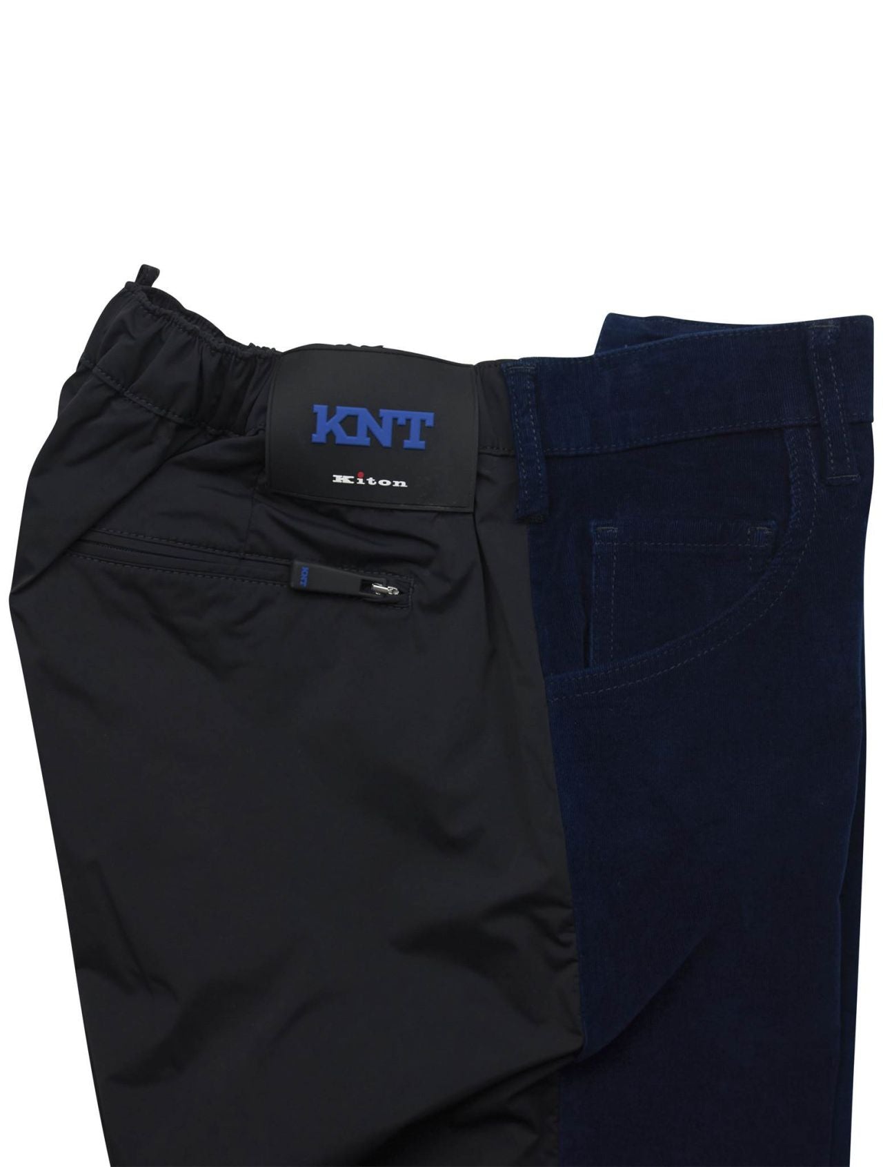 KNT Kiton Blue Black Pl Cotton Ea Velvet Pants
