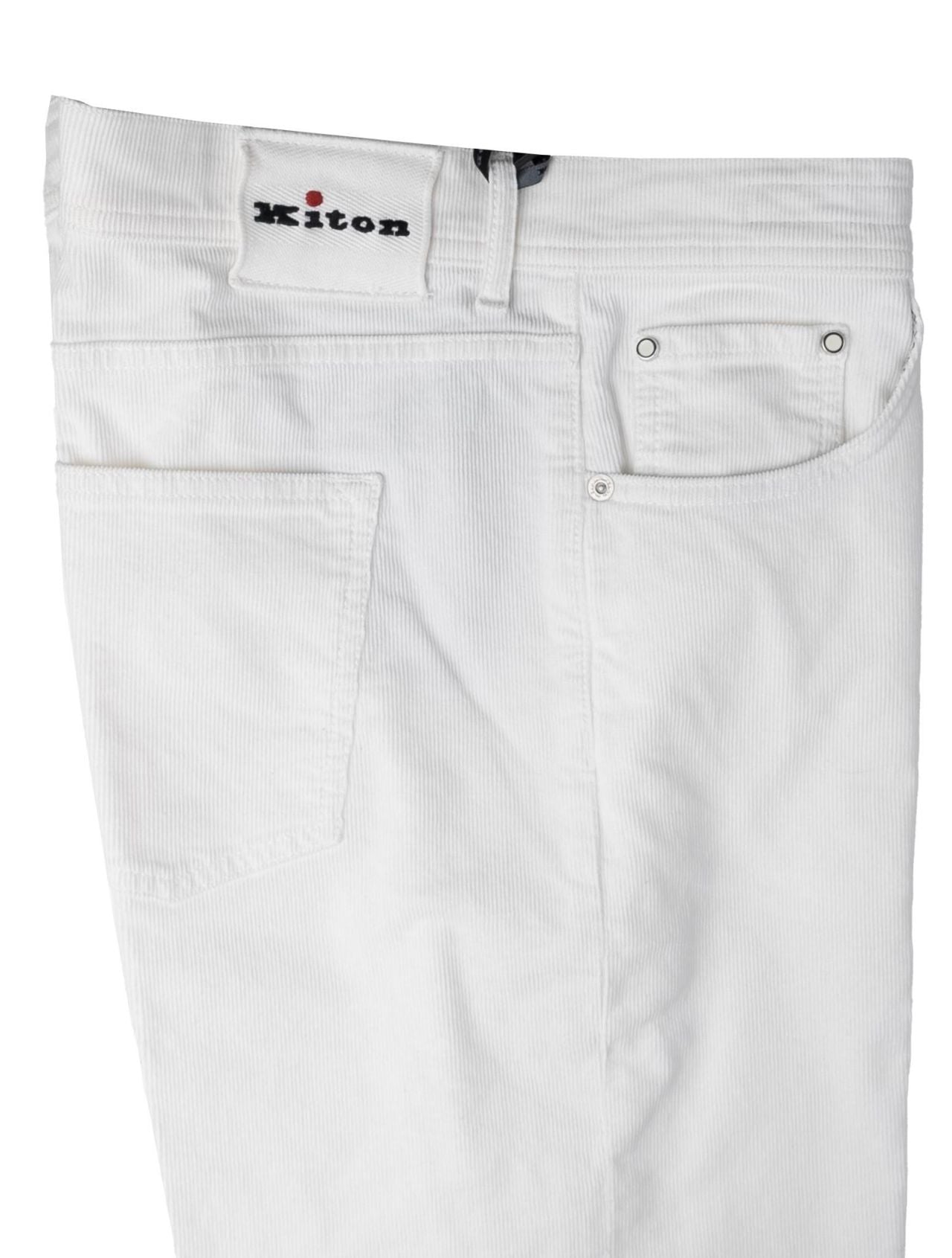 Kiton White Cotton Ea Velvet Jeans