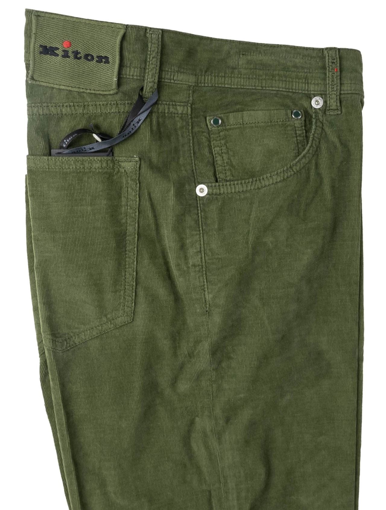 Kiton Green Cotton Silk Ea Velvet Jeans