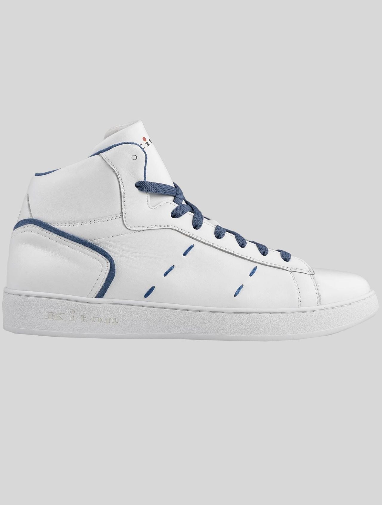 Kiton White Light Blue Leather Sneakers