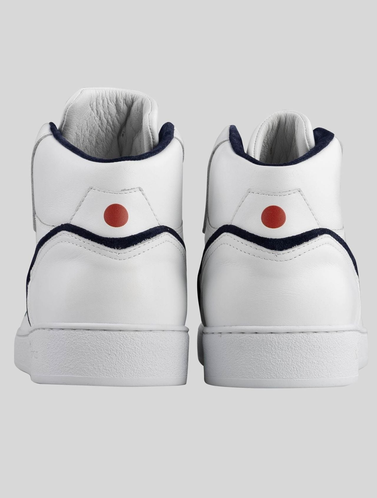 Kiton White Dark Blue Leather Sneakers