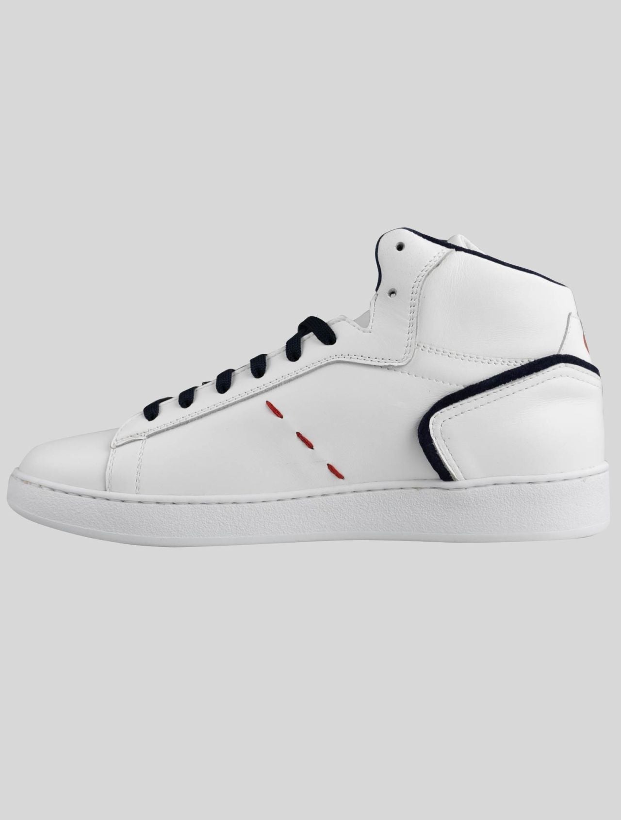 Kiton White Dark Blue Leather Sneakers