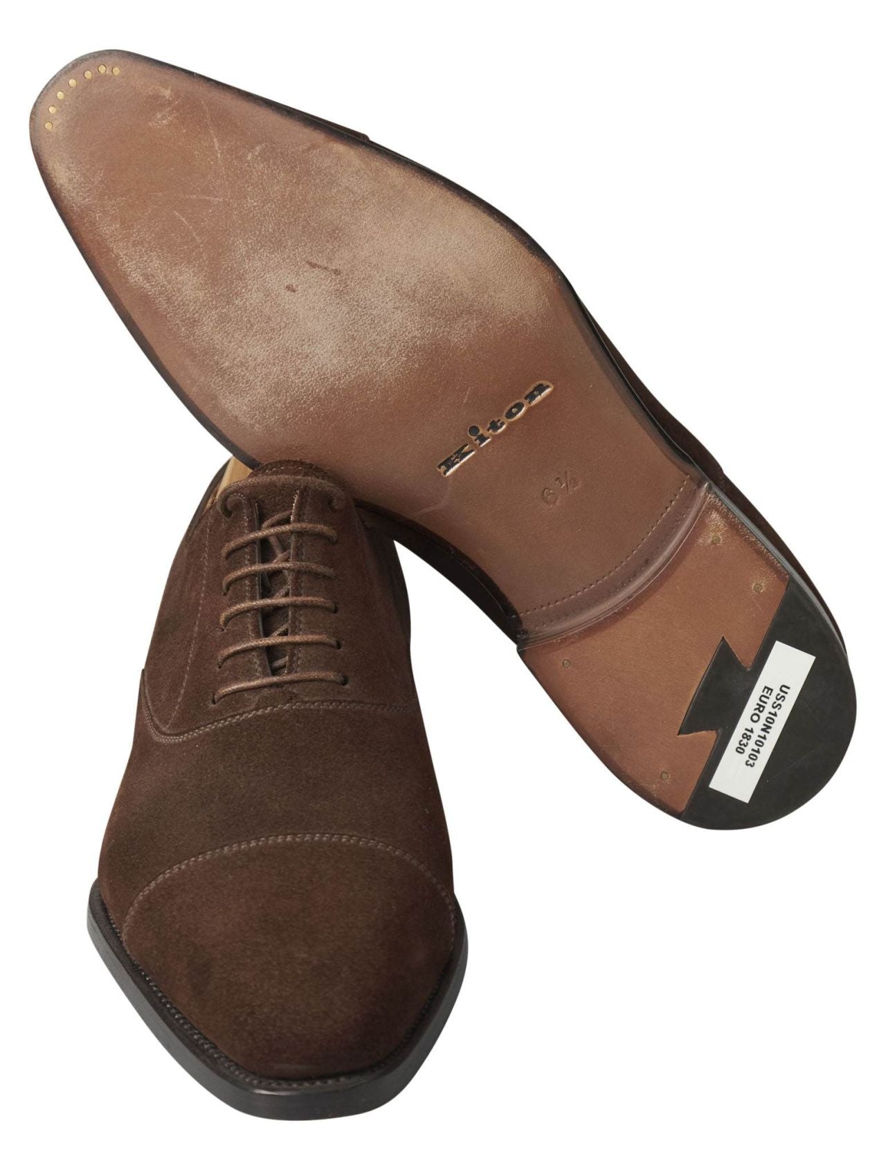 Kiton Brown Leather Suede Dress Shoes