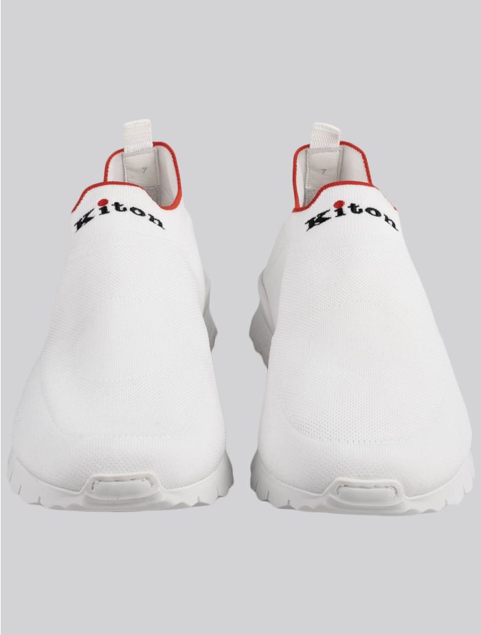 Kiton White Cotton Ea Sneakers