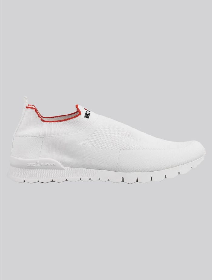 Kiton White Cotton Ea Sneakers