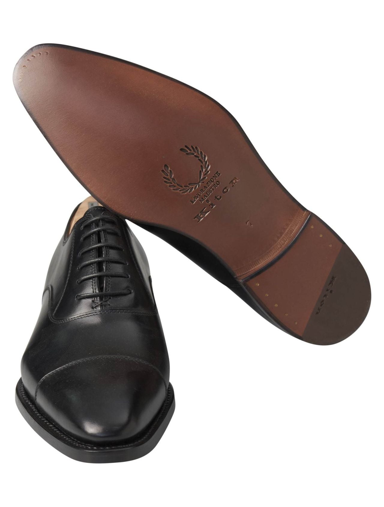 Kiton Black Leather Dress Shoes