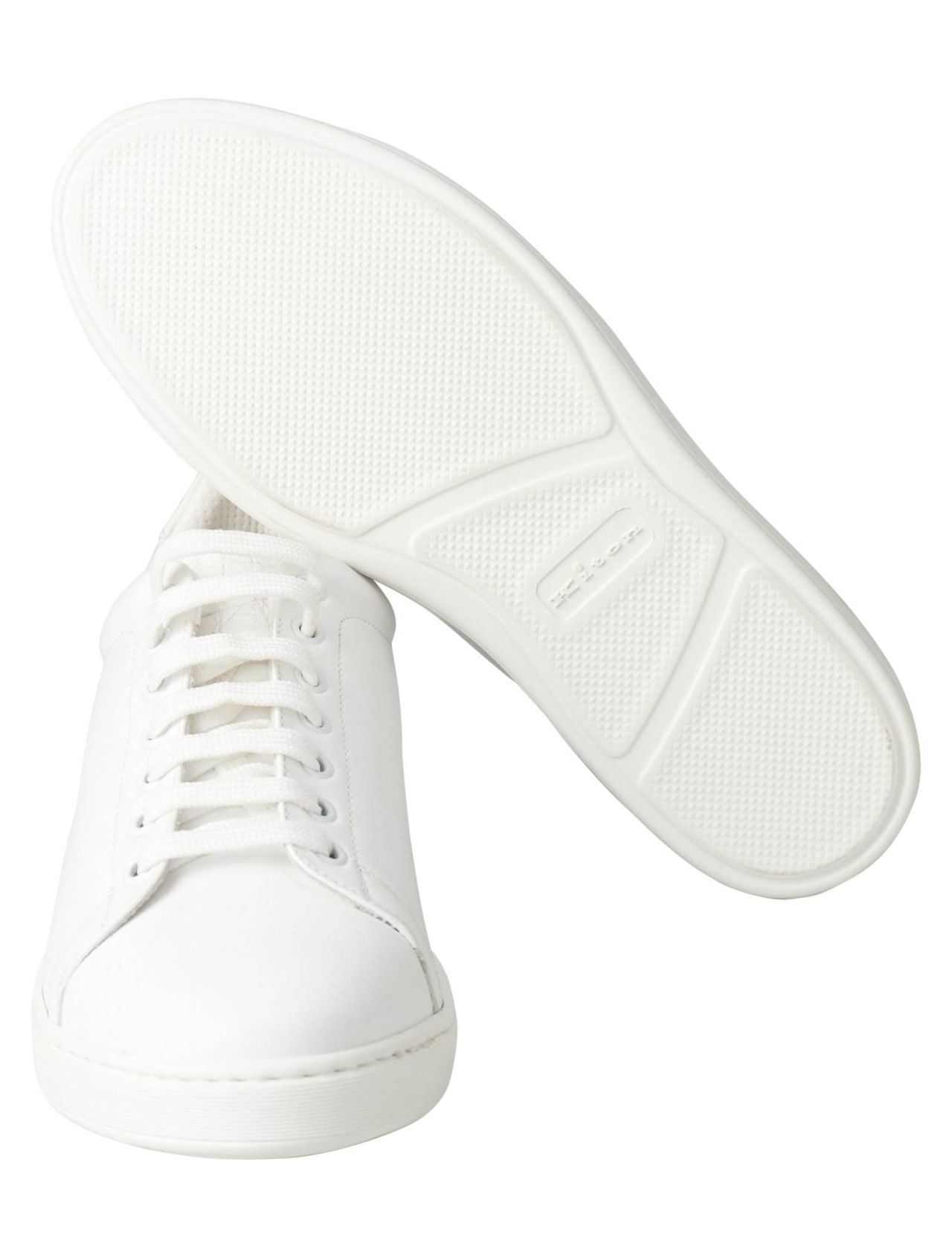 Kiton White Leather and Leather Crocodile Sneaker