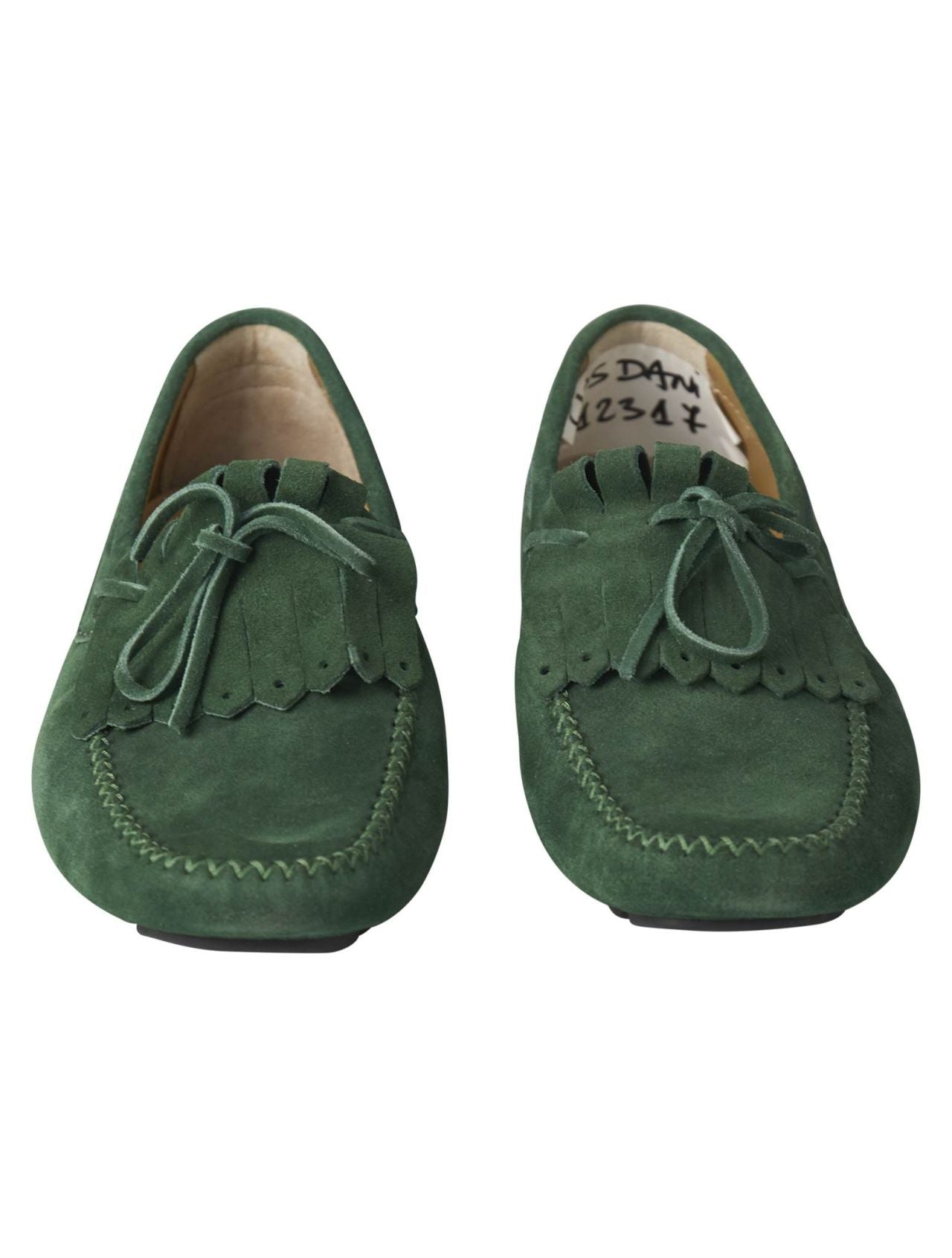 Kiton Green Leather Suede Loafers