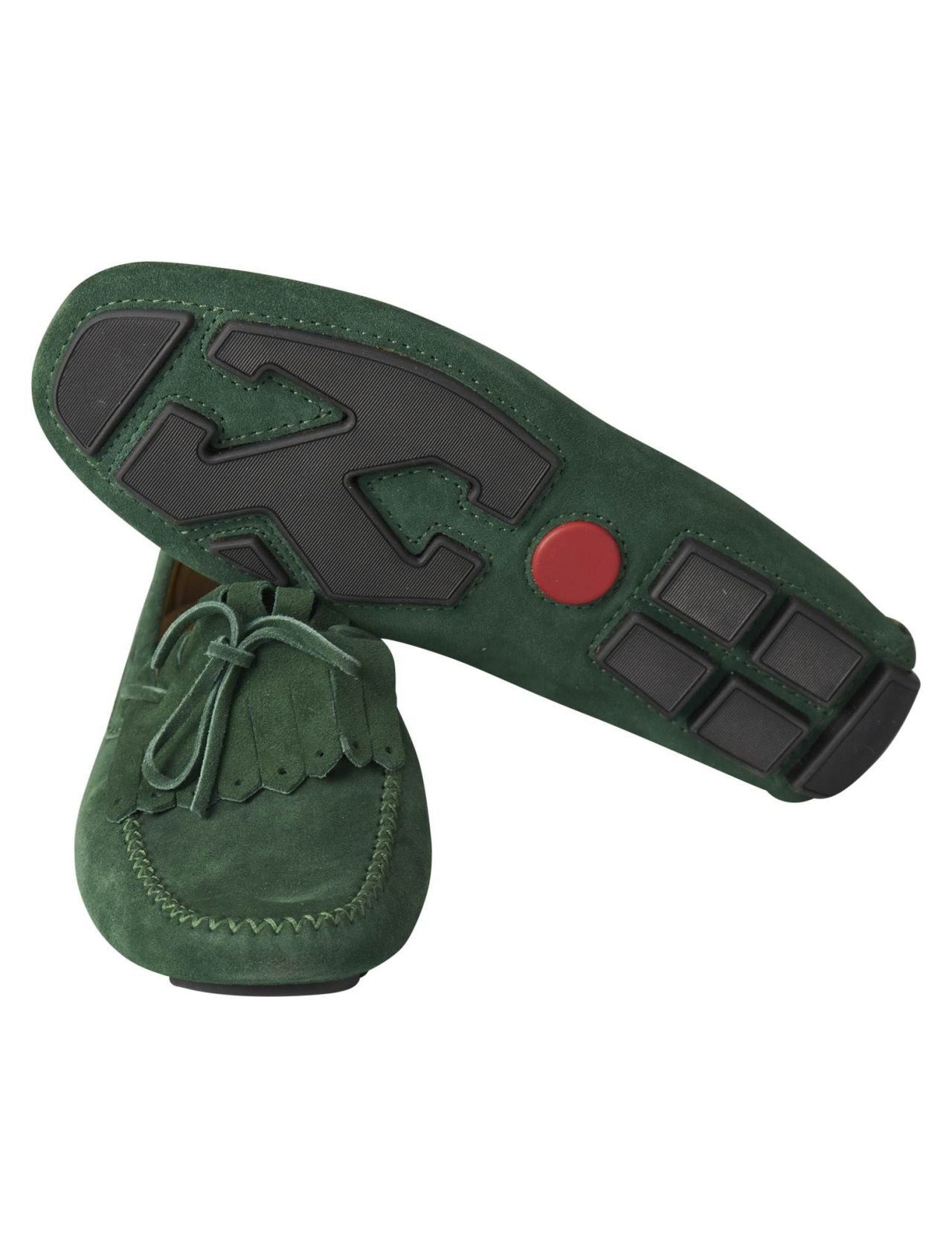 Kiton Green Leather Suede Loafers