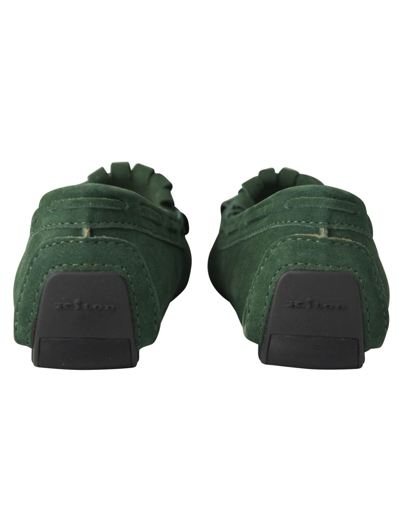 Kiton Green Leather Suede Loafers