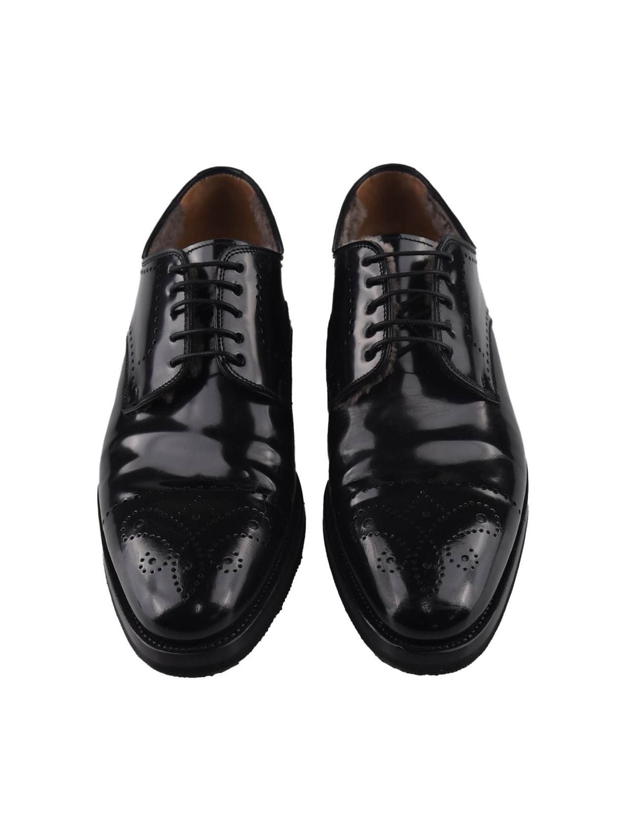 Kiton Black Leather with Fur Dress Shoes