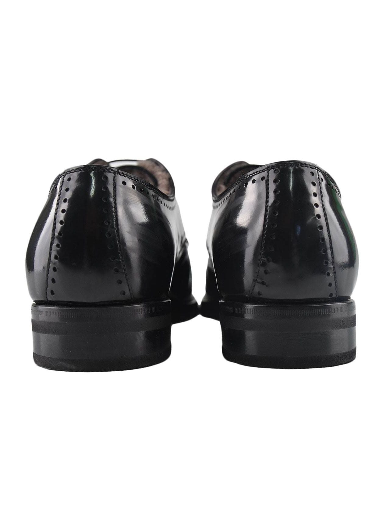 Kiton Black Leather with Fur Dress Shoes