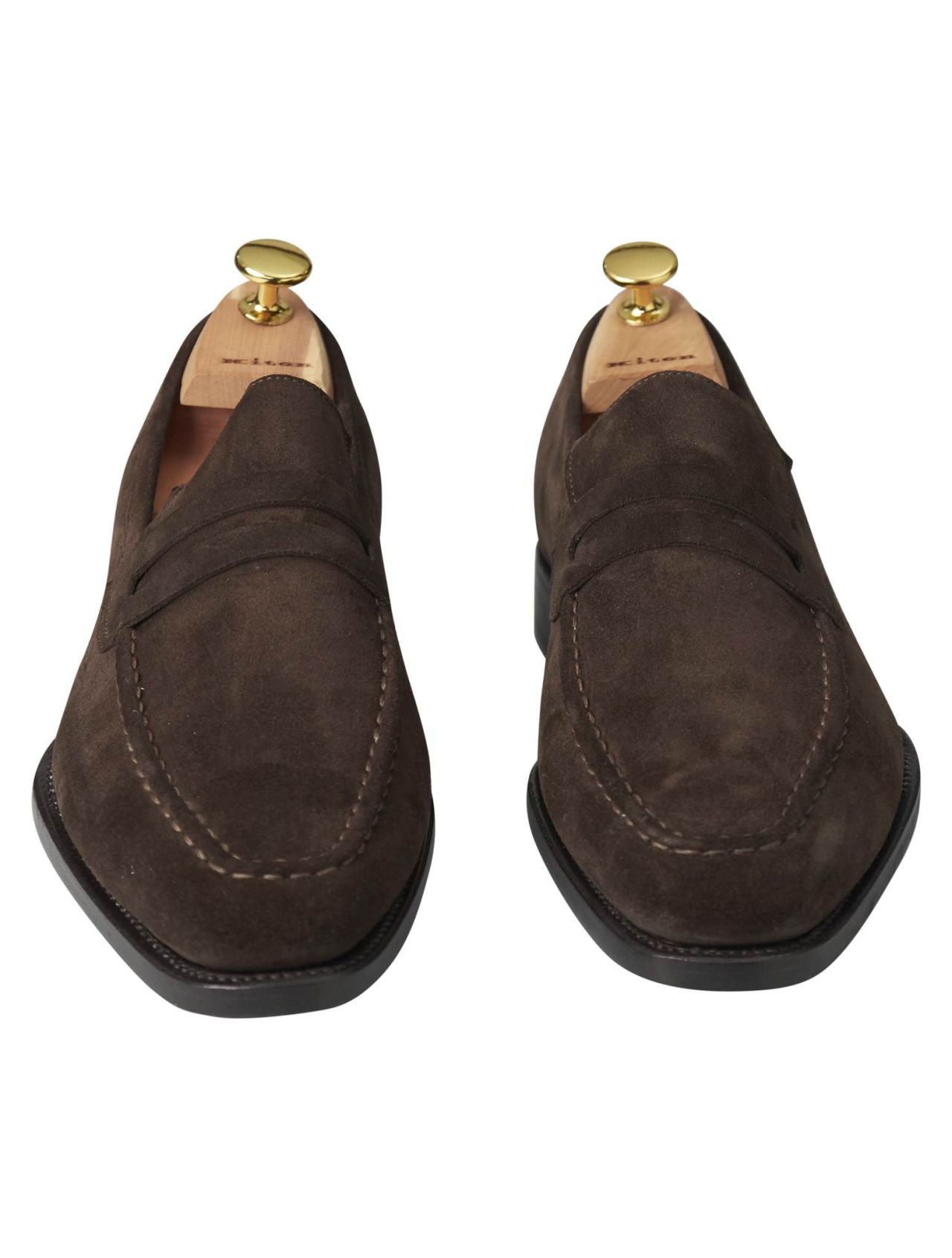 Kiton Brown Leather Suede Loafers