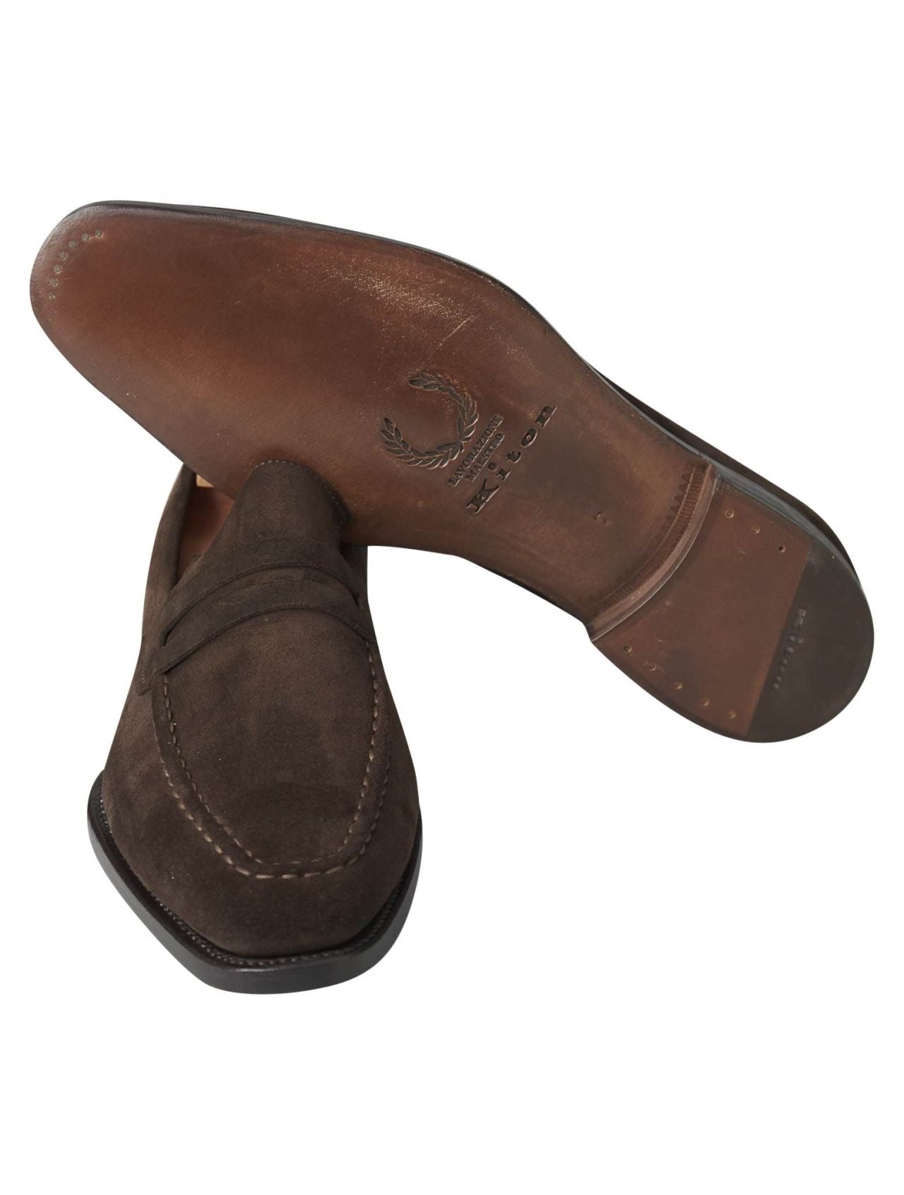 Kiton Brown Leather Suede Loafers