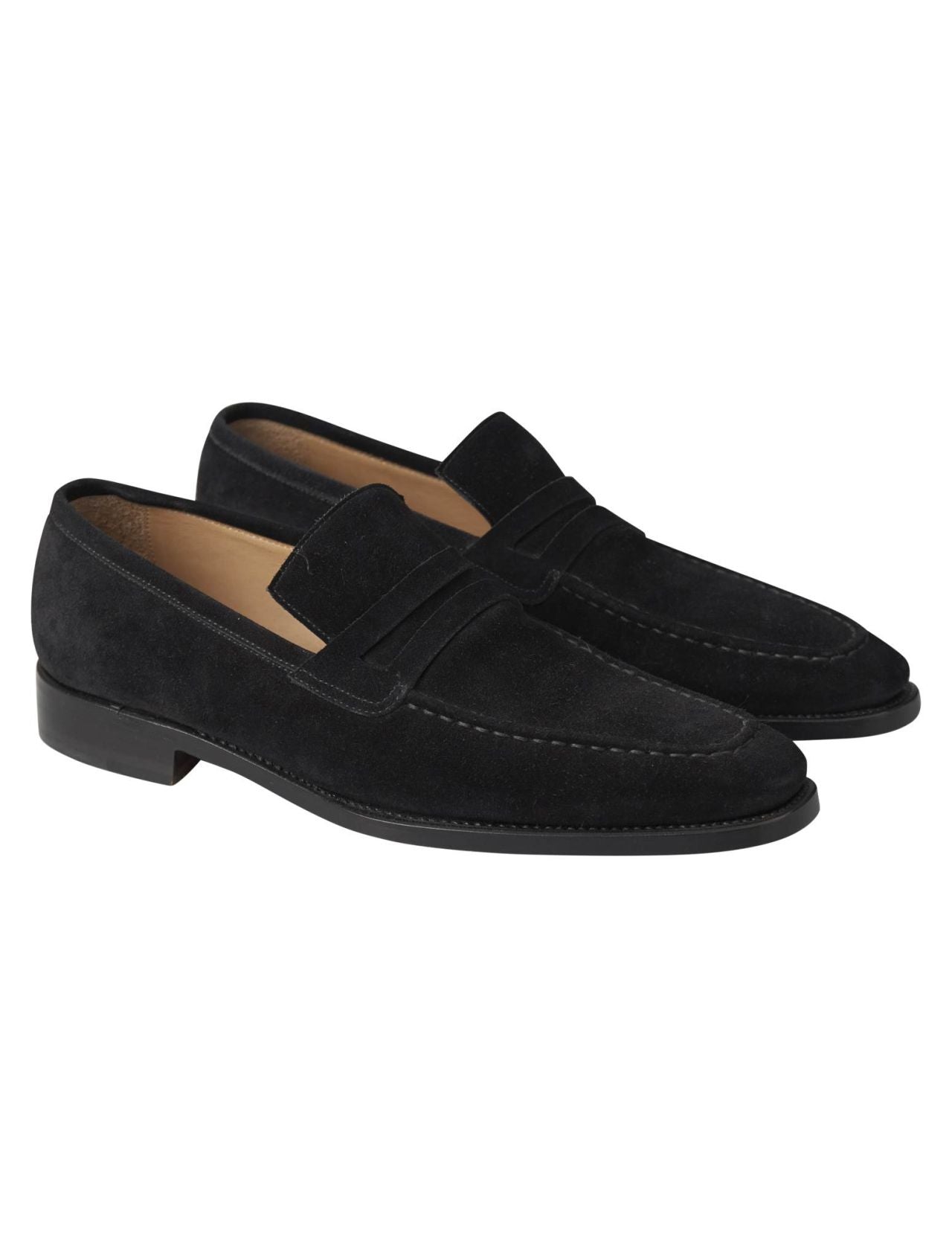 Kiton Black Leather Suede Loafers