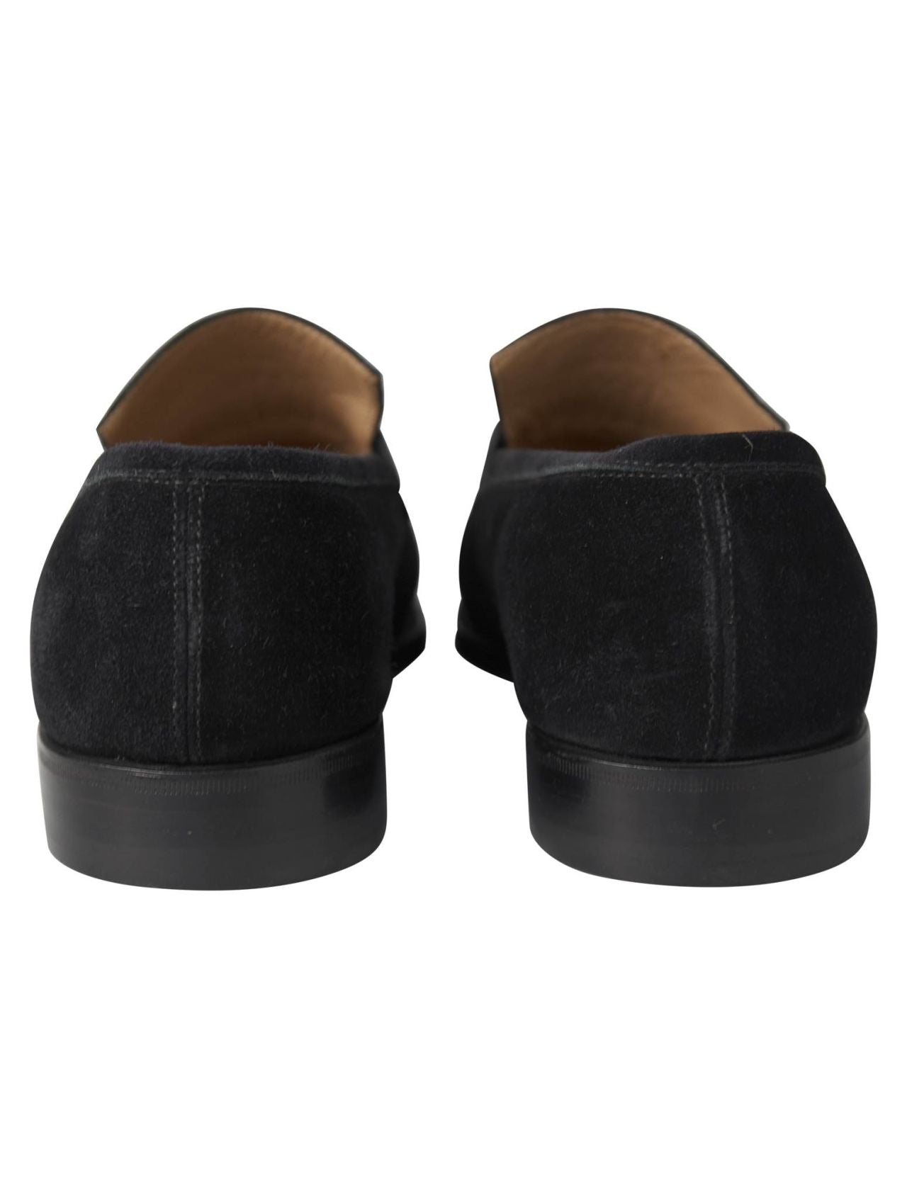 Kiton Black Leather Suede Loafers