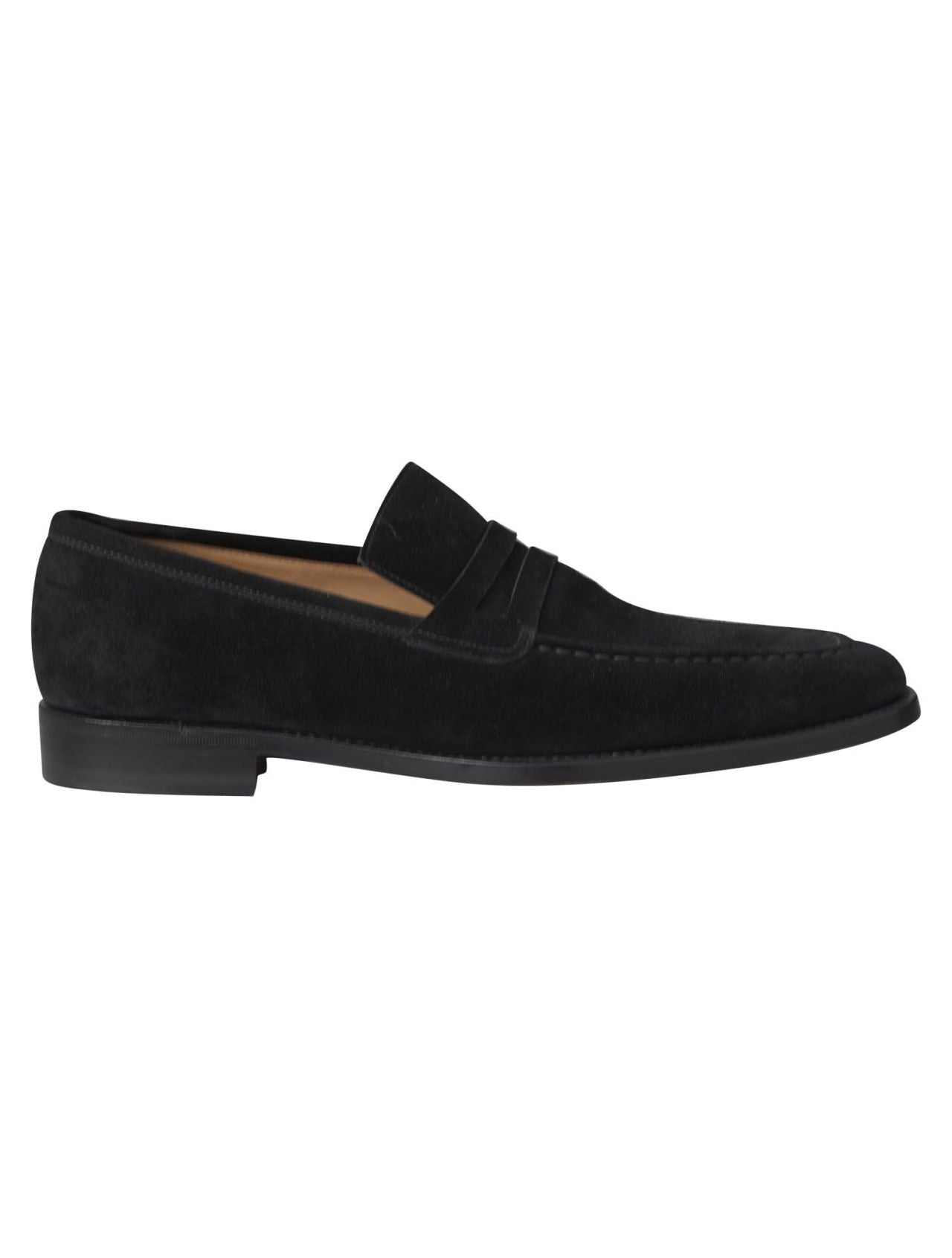 Kiton Black Leather Suede Loafers