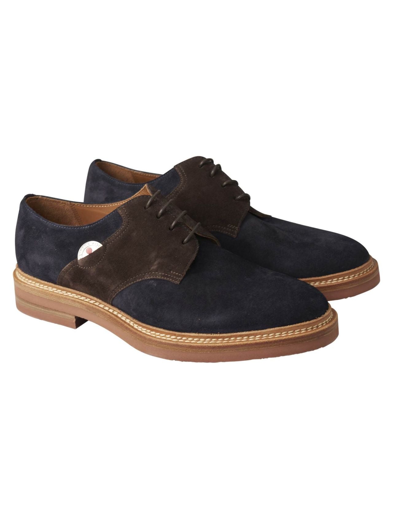 Kiton Blue Brown Leather Suede Dress Shoes