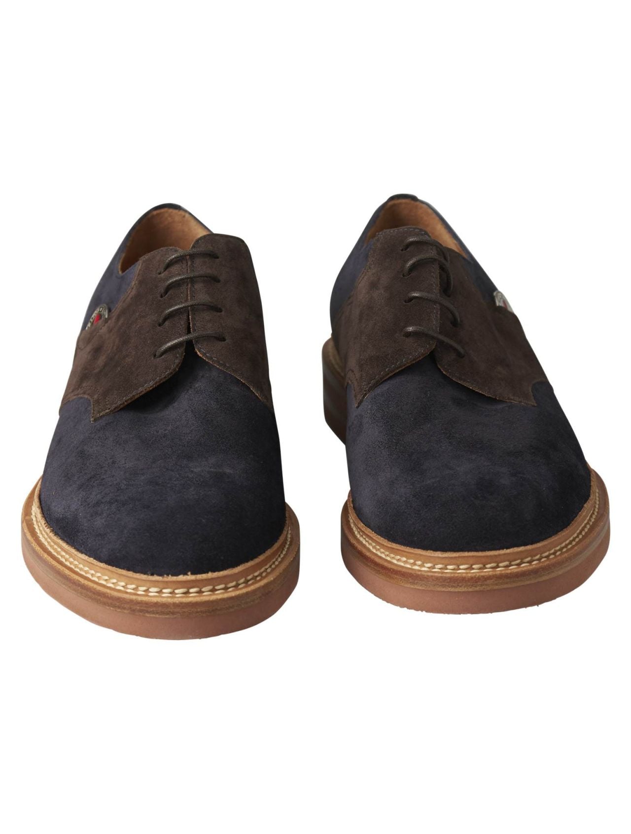 Kiton Blue Brown Leather Suede Dress Shoes