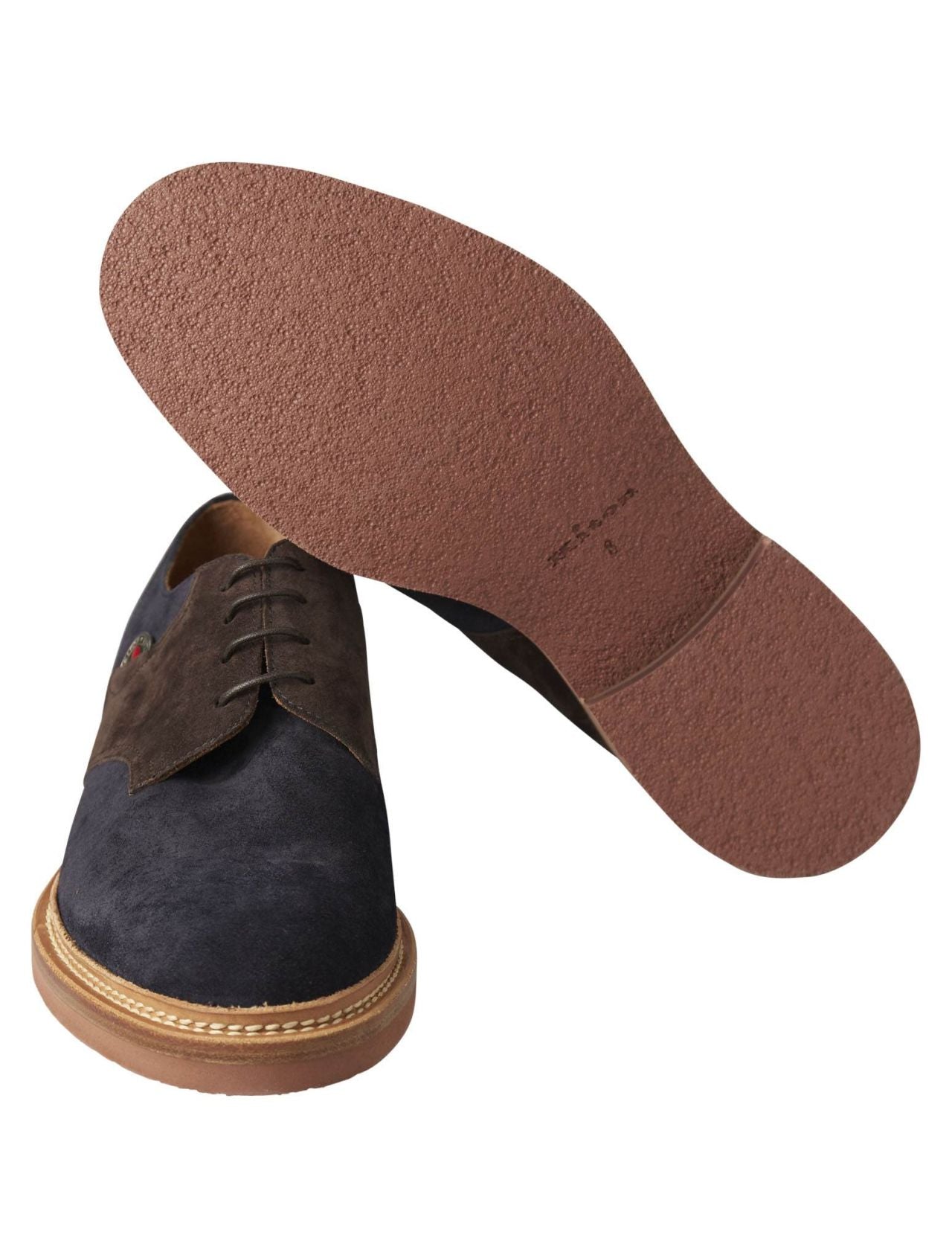 Kiton Blue Brown Leather Suede Dress Shoes