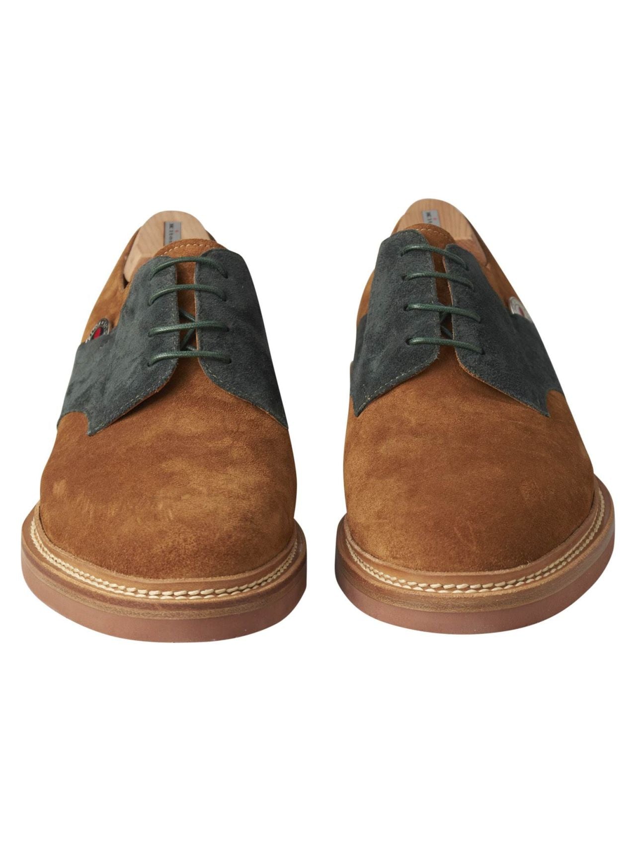 Kiton Brown Green Leather Suede Dress Shoes