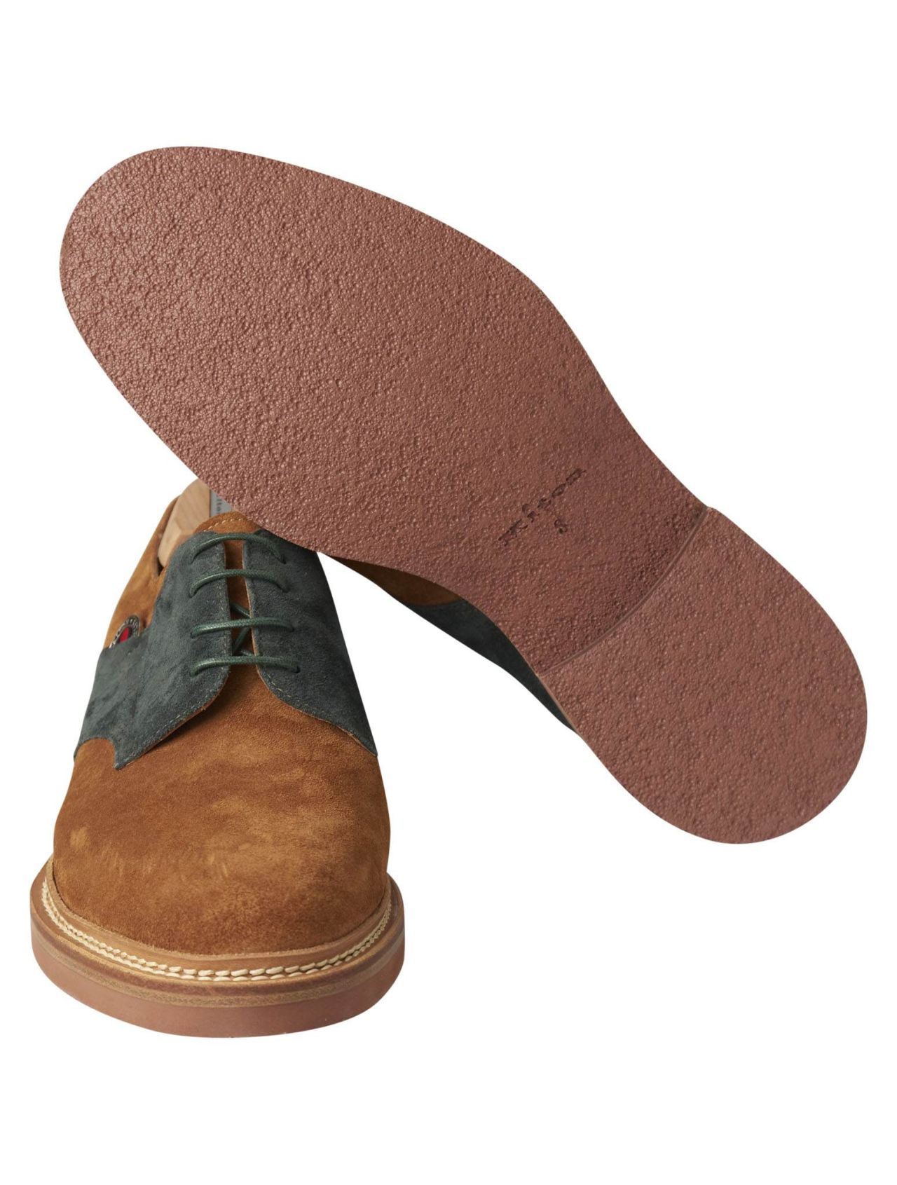 Kiton Brown Green Leather Suede Dress Shoes