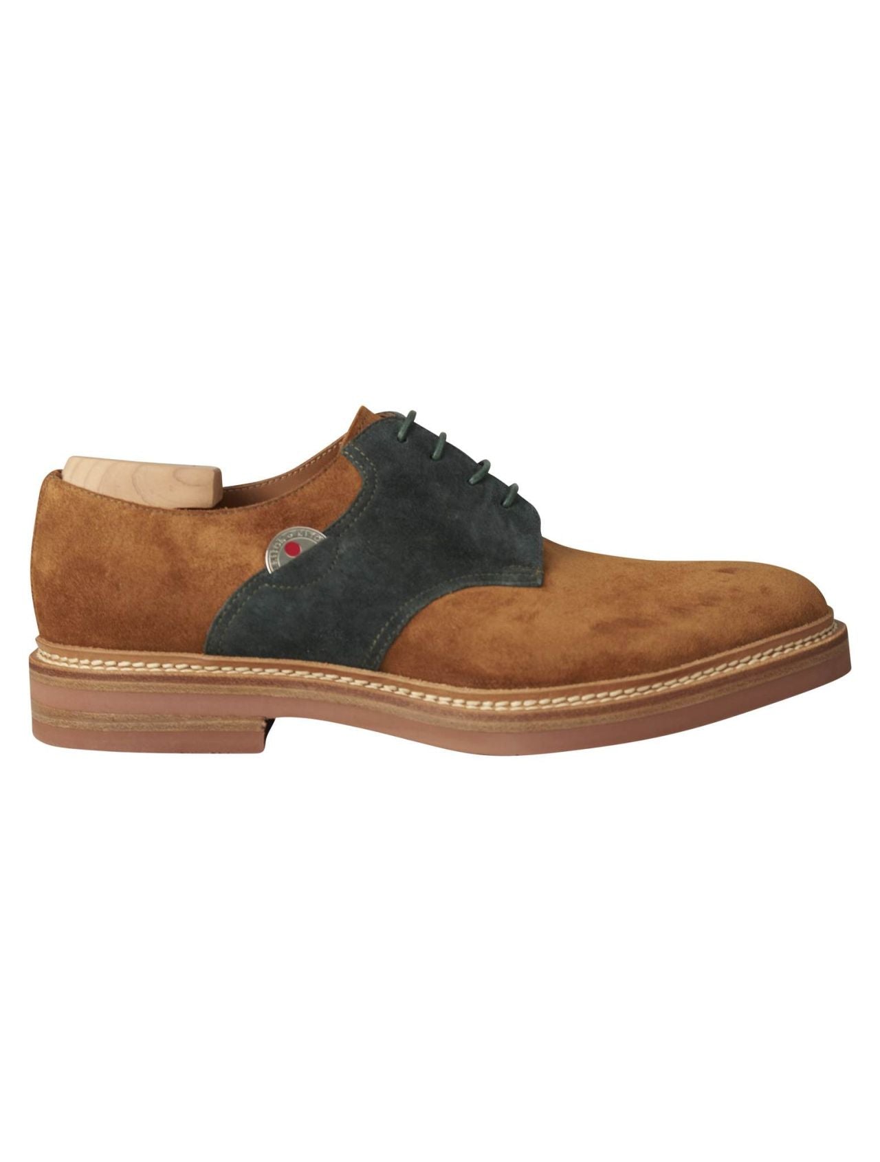 Kiton Brown Green Leather Suede Dress Shoes
