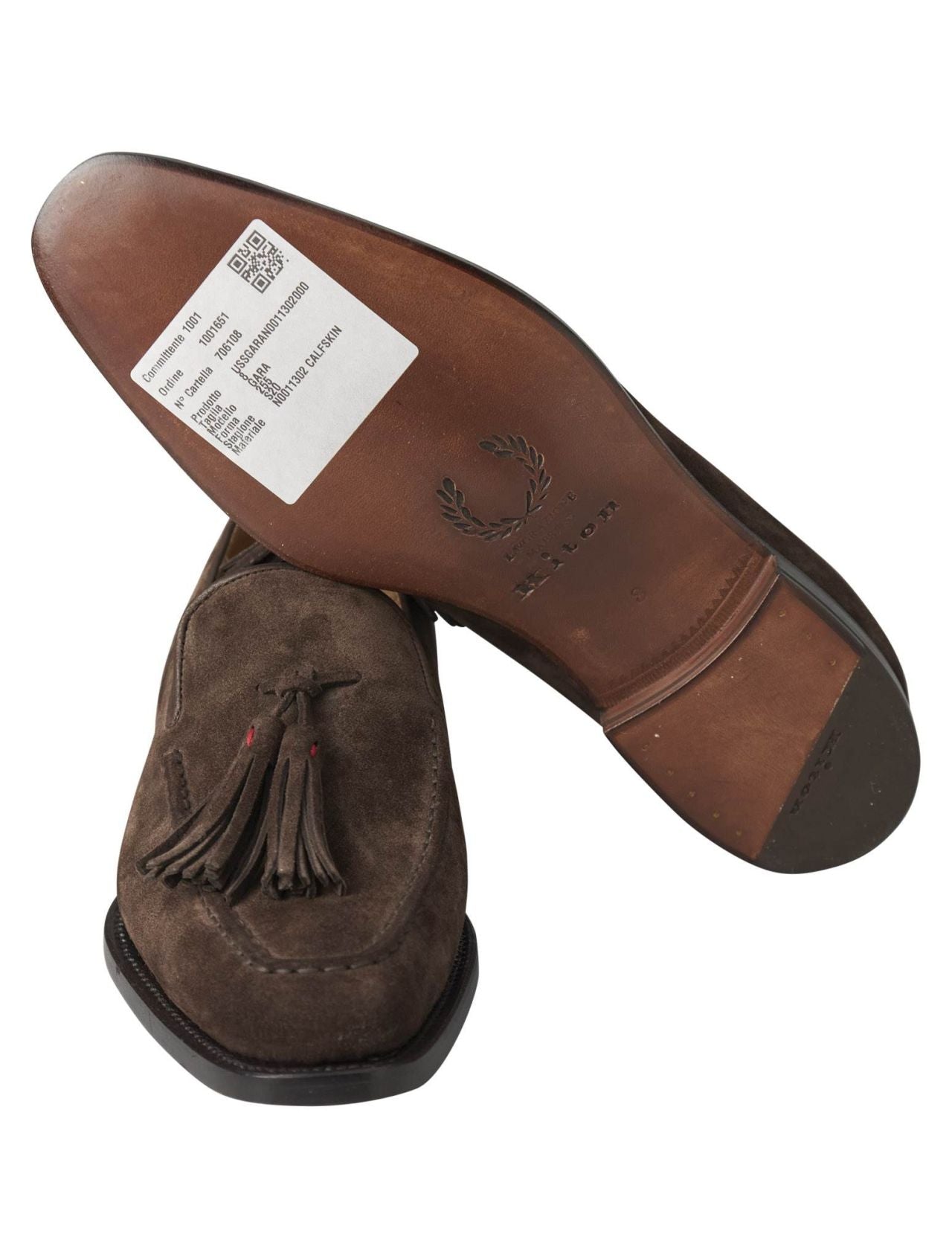 Kiton Brown Leather Suede Loafers