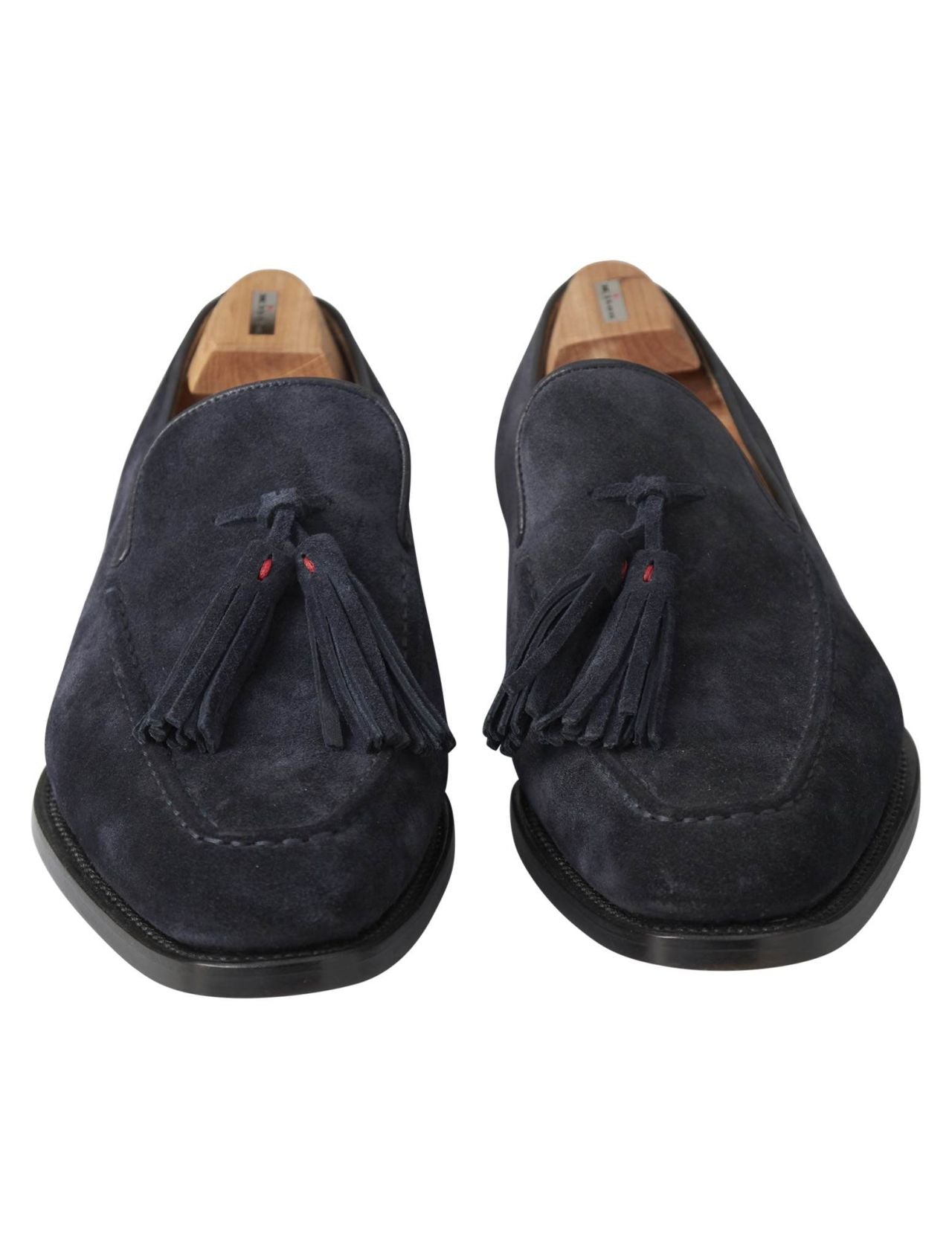 Kiton Blue Leather Suede Loafers