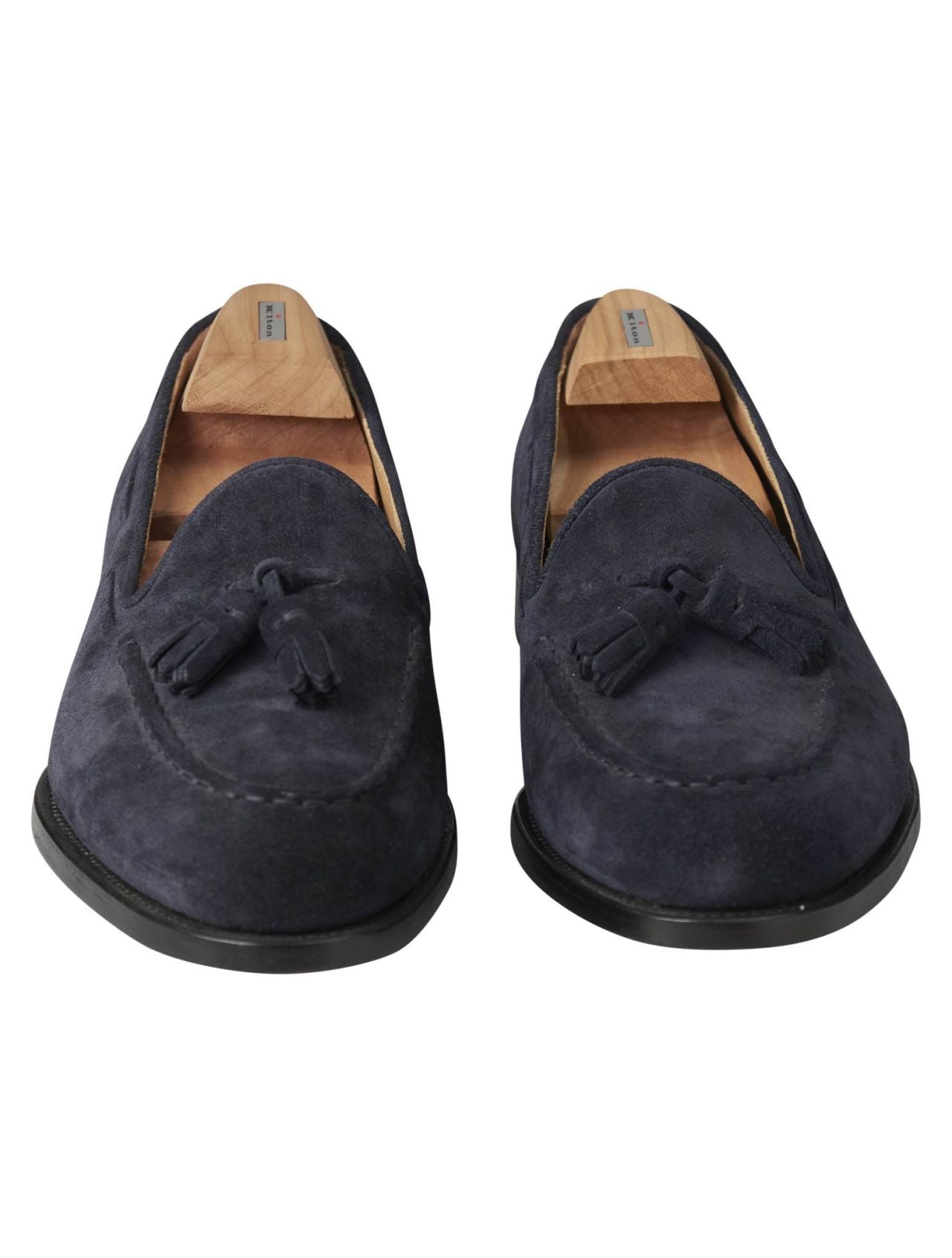 Kiton Blue Leather Suede Loafers