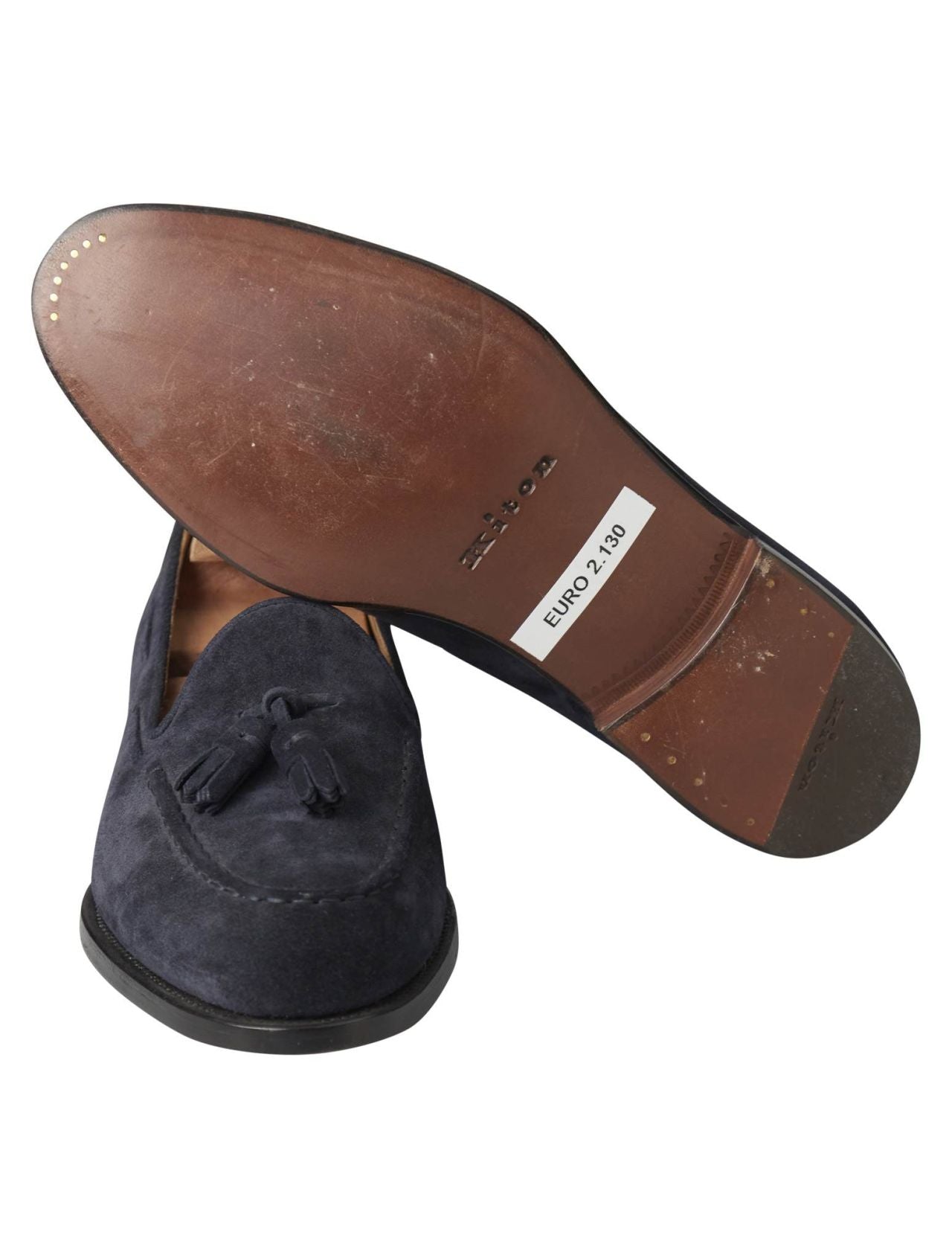 Kiton Blue Leather Suede Loafers