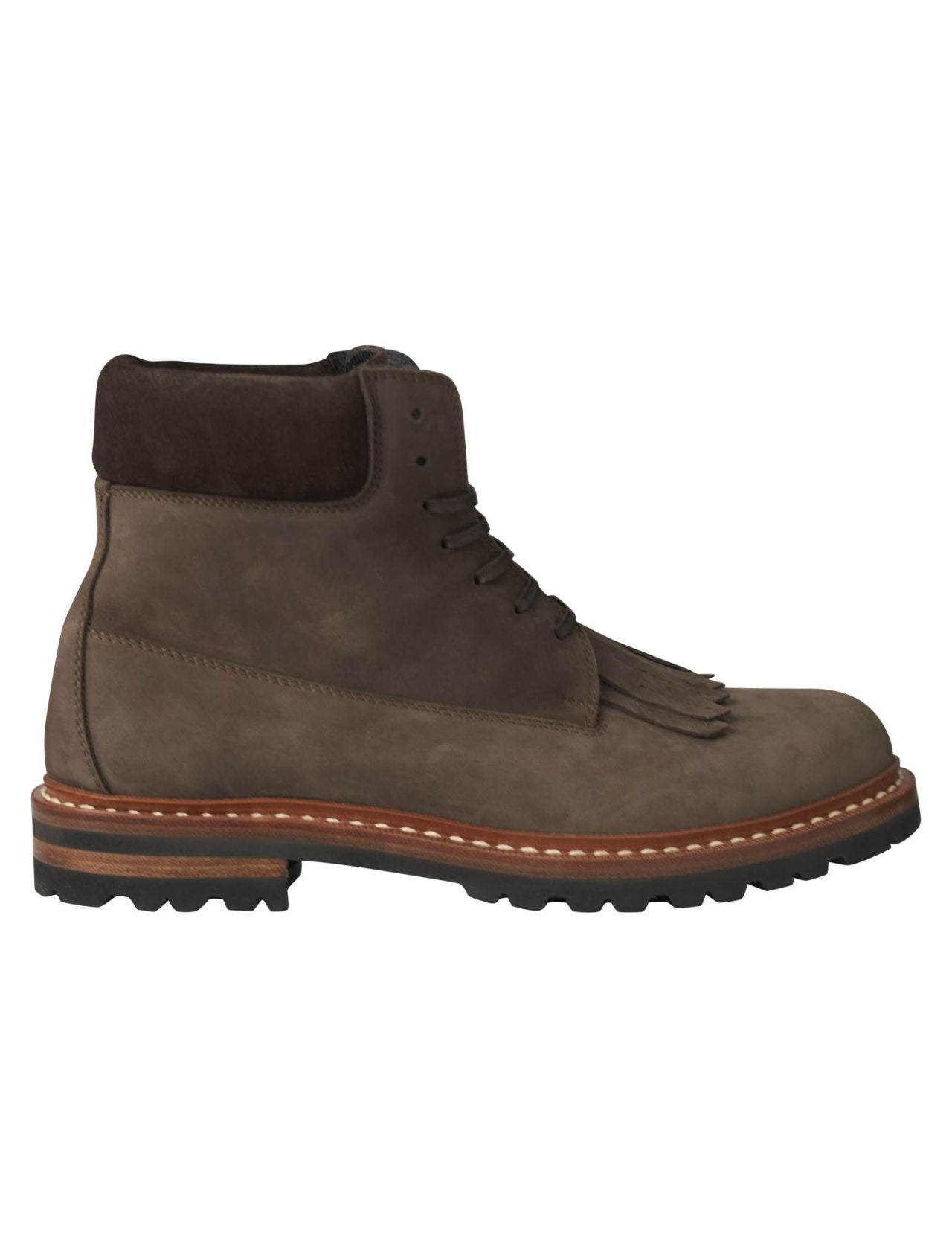 Kiton Brown Leather Suede Boots Shoes