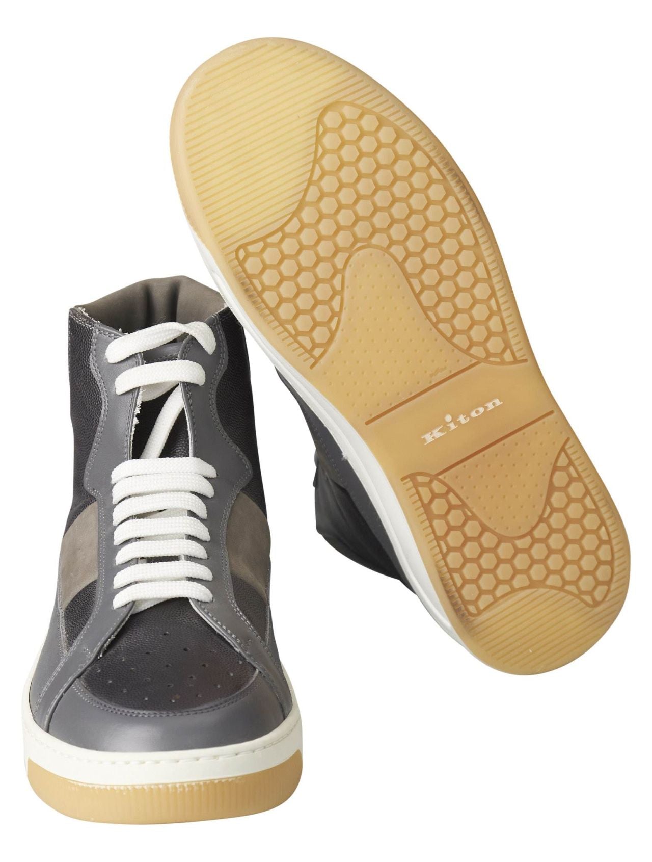 Kiton Gray Leather Boots Shoes