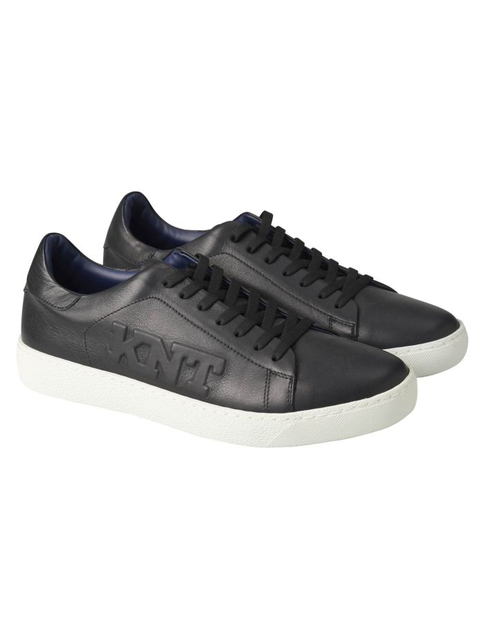 KNT Kiton Black Leather Sneaker